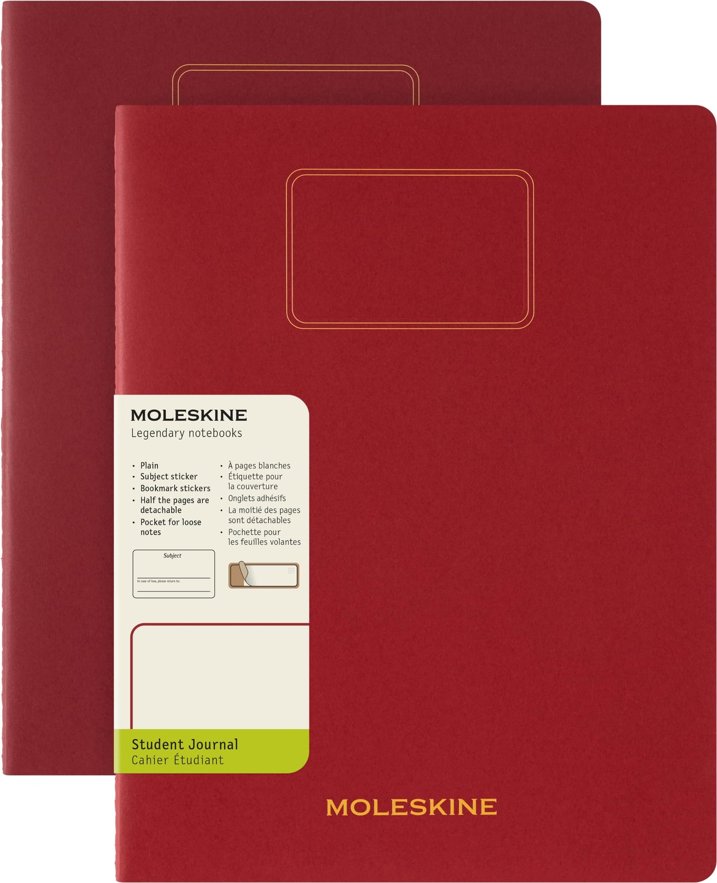 Moleskine Student Cahier Journals (Set of 2), Soft Cover, Plain, XXL (8.5" x 11"), Cranberry Red