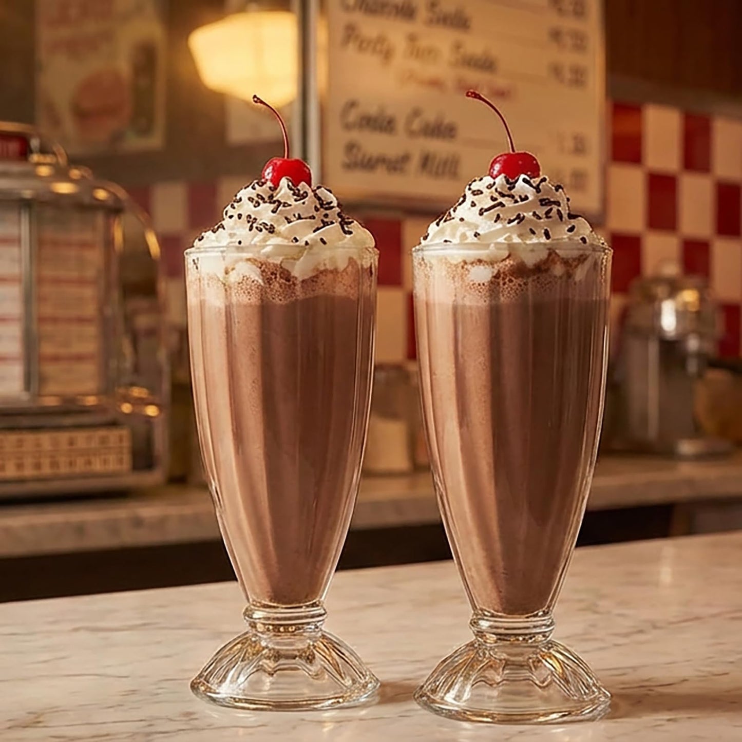 Cedilis 6 Pack 12oz Milkshake Glass with 6 Long Metal Spoons,Old Fashioned Soda Glasses, Fountain Classic Glass for Ice Cream, Clear
