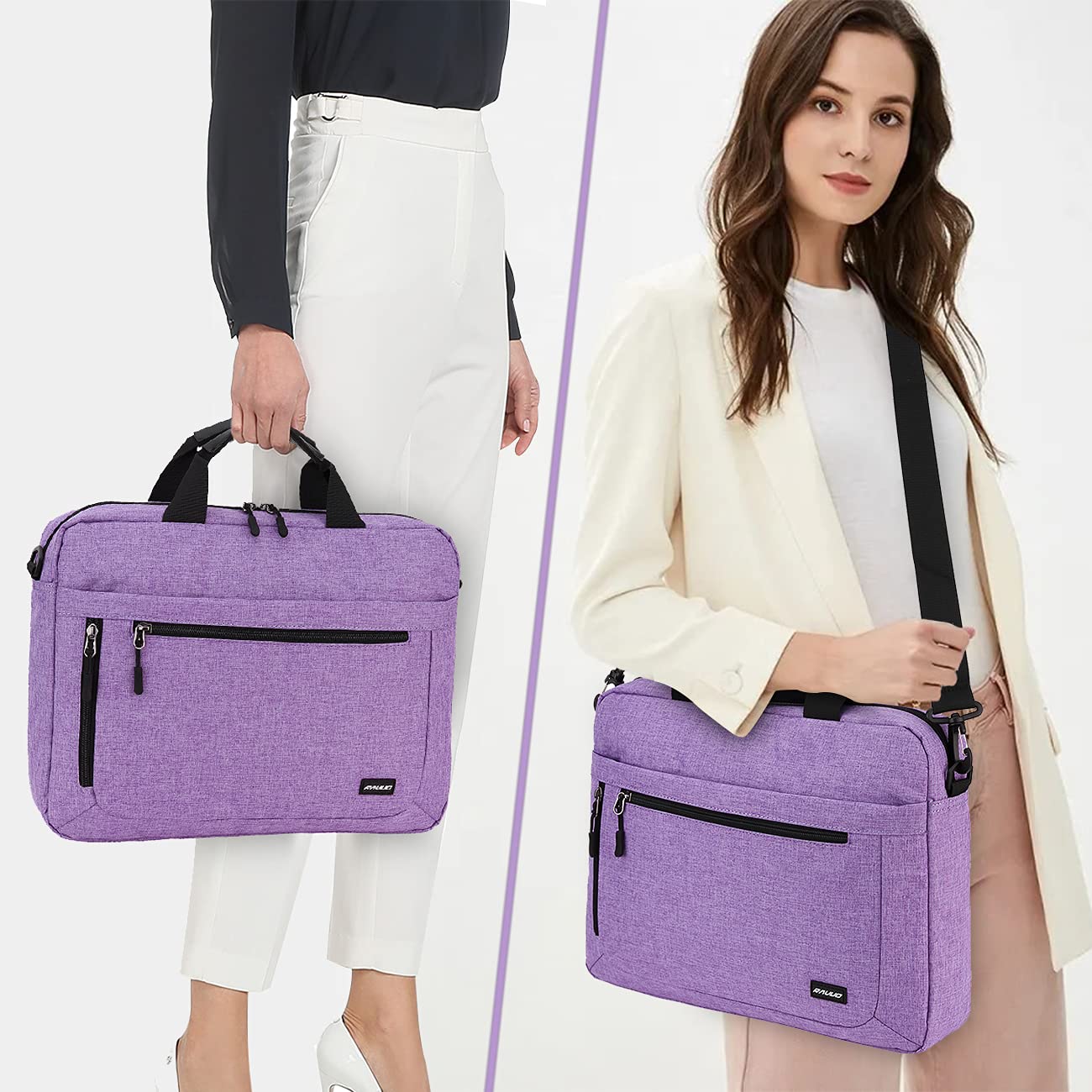 Laptop Bag for Women,RAVUO 15.6 inch Lightweight Shoulder Bag Water Resistant Shockproof Laptop Sleeve Case Business Briefcase with Shoulder Strap Purple