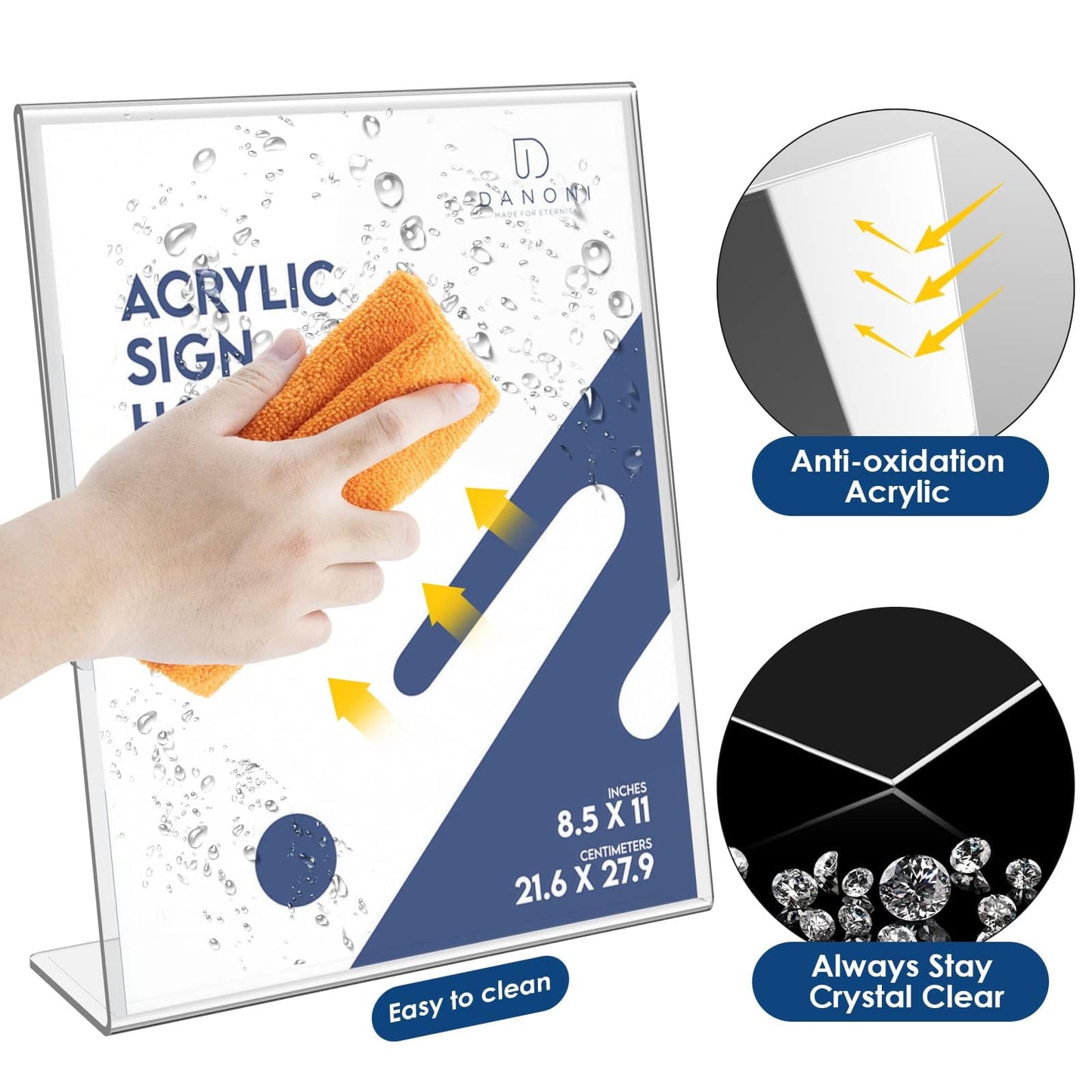 danoni Acrylic Sign Holder 8.5x11'' - 12 Pack Plastic Sign Holder with Vertical Slant Back for Office Desktop - Flyer Document Brochure Display Holder for Restaurant Tabletop