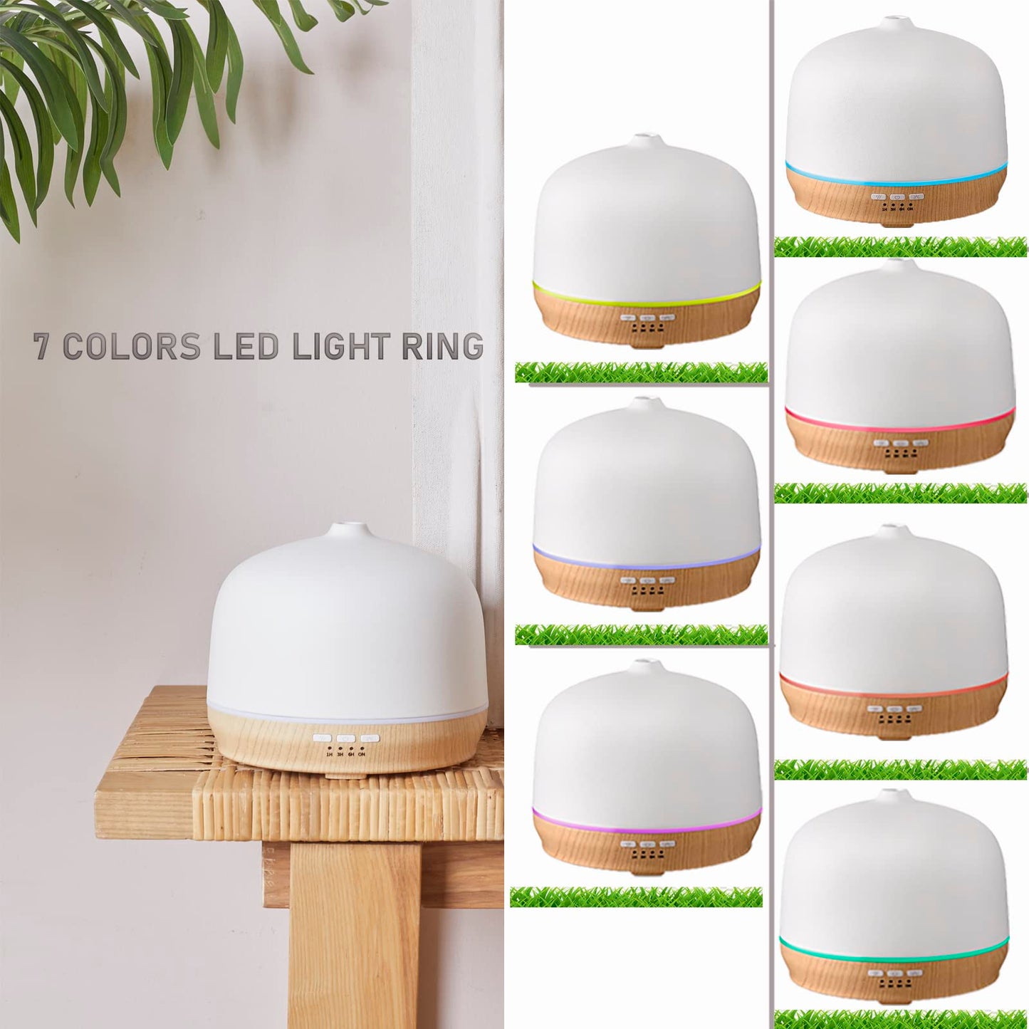 Aromatherapy Essential Oil Diffusers for Home Large Room, Ceramic Scent Air Diffuser Ultrasonic Aroma Diffuser 500ml with Timed—Wood