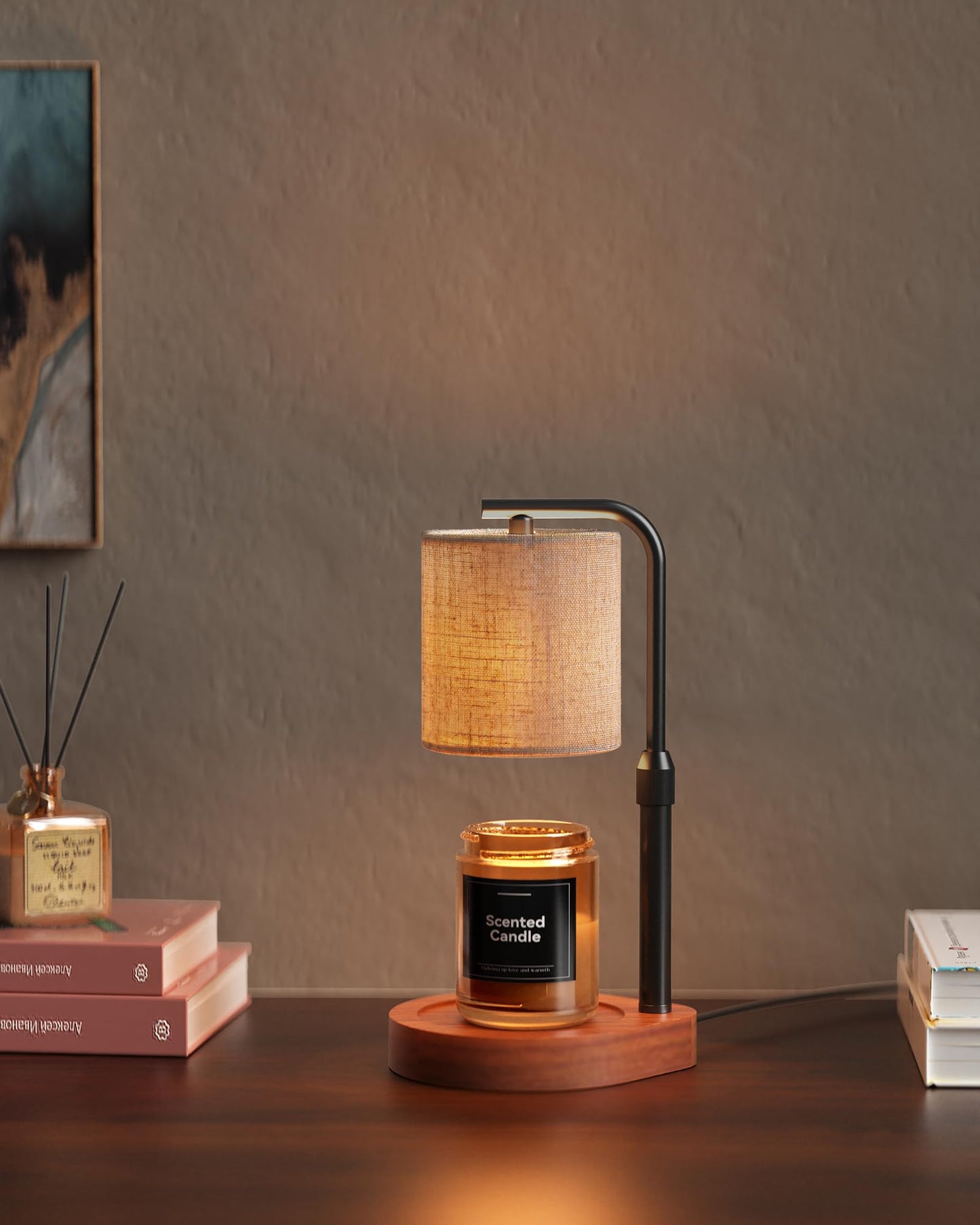 Candle Warmer Lamp with Timer & Dimmer for Yankee Candles, Adjustable Height Candle Warmer for Jar Candles, Wax Melt Lamp for Cozy Home Decor & Gifts,Linen