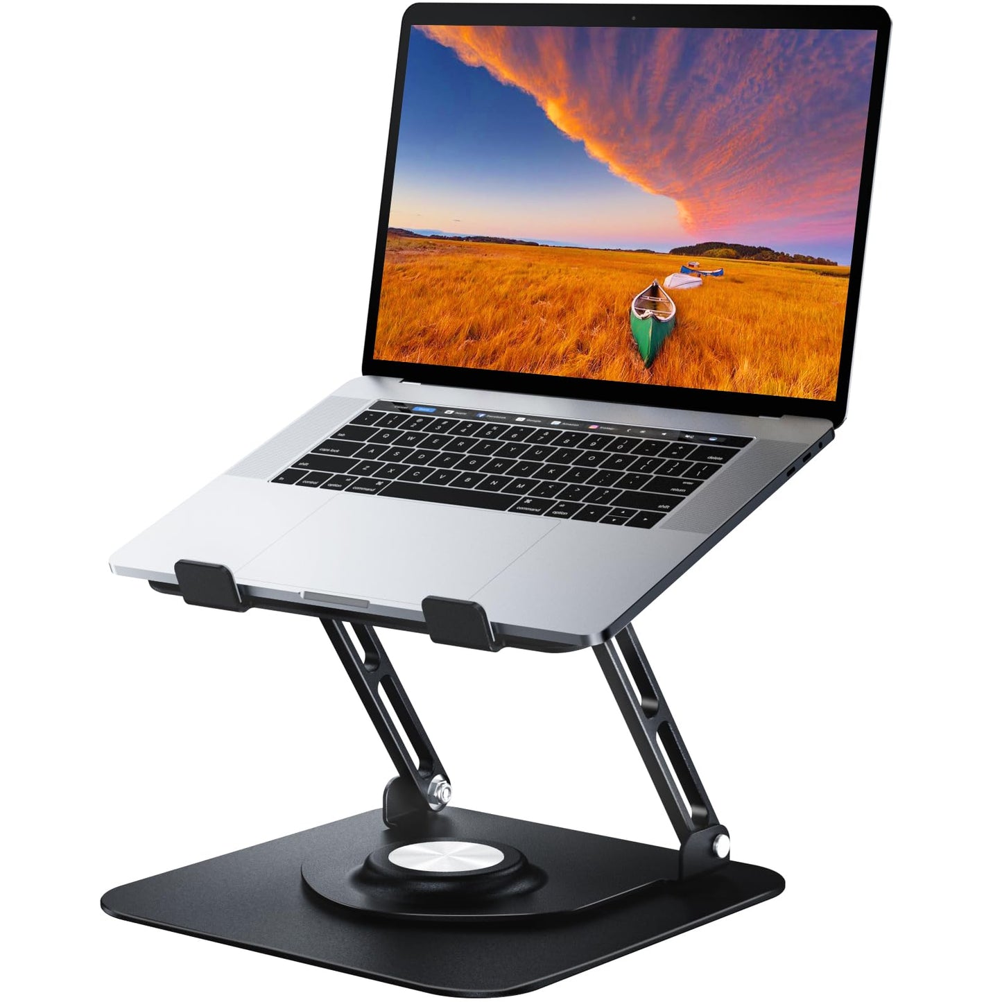 Laptop Stand for Desk, Adjustable Computer Stand with 360° Rotating Base, Ergonomic Laptop Riser for Collaborative Work, Foldable & Portable Laptop Stand, fits for All 10-16" Laptops (Black)