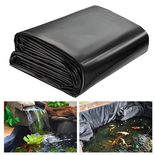 10 x 15 ft Pond Liner, 20 Mil Thickness, UV Resistant Preformed HDPE Pond Liner for Backyard Koi Ponds, Pool, Water Features, Fountains, Waterfall and Water Gardens, Black