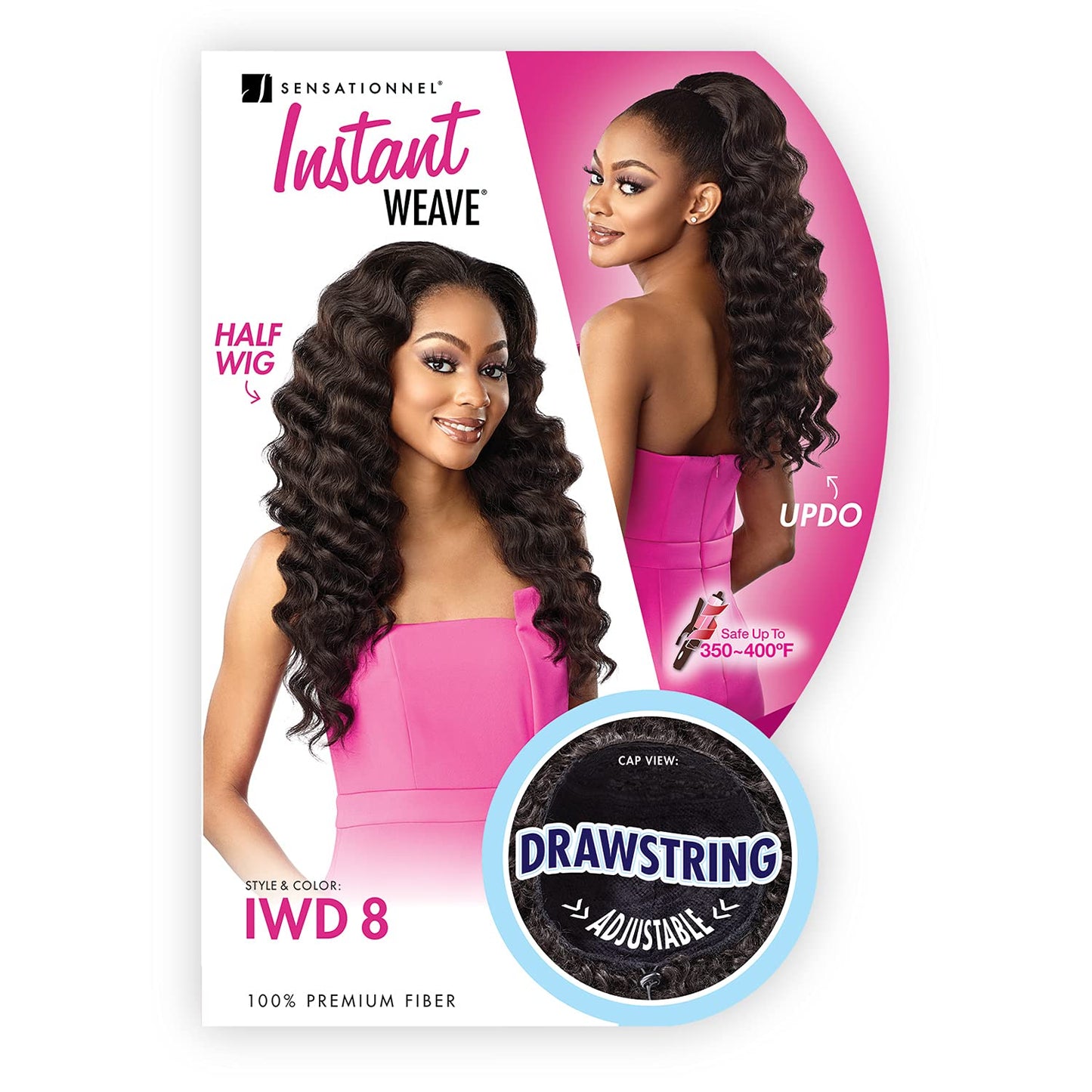 Sensationnel Half Wig Instant Weave Drawstring Cap IWD 8 (1B)