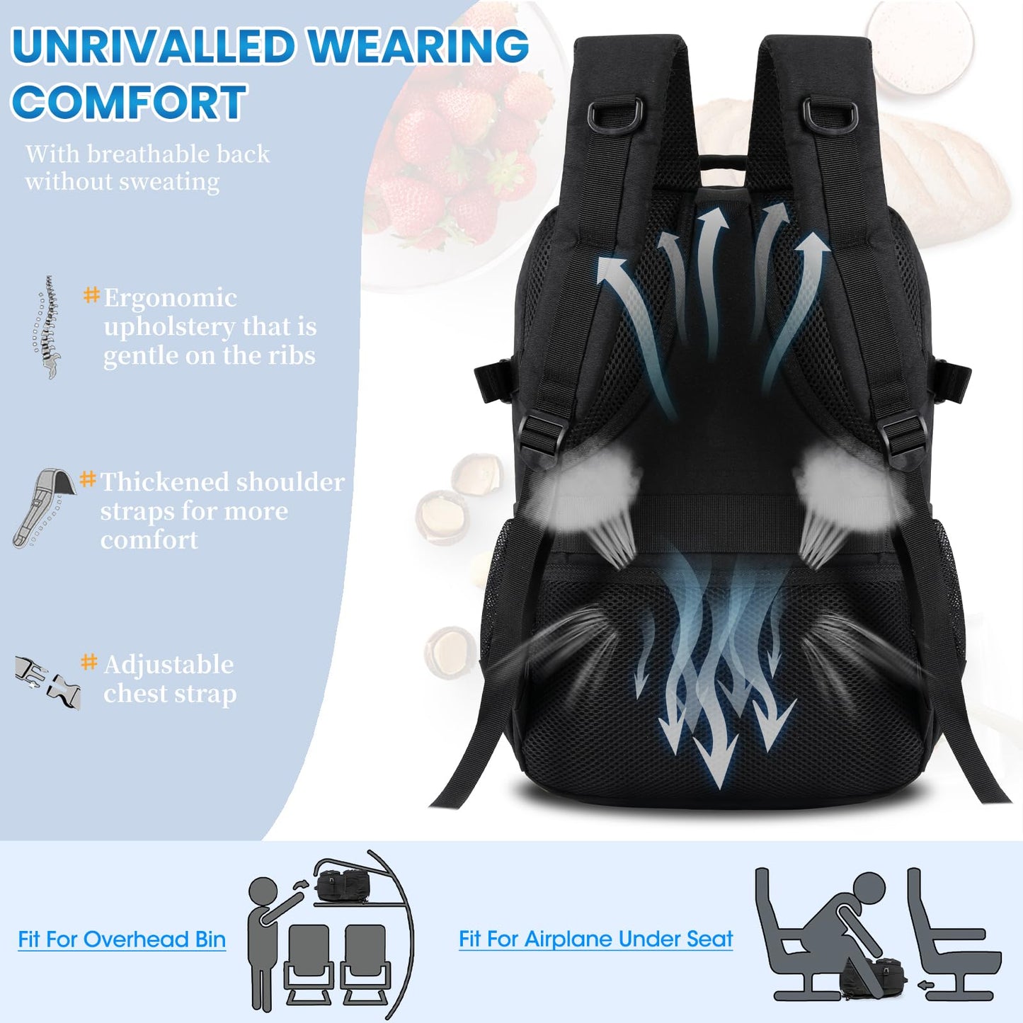 Lunch Backpack 15.6 Inch Laptop Travel Backpack with Insulated Bag Extra Large Backpack for Men Women Waterproof Computer Backpack for Work School College Business, Black