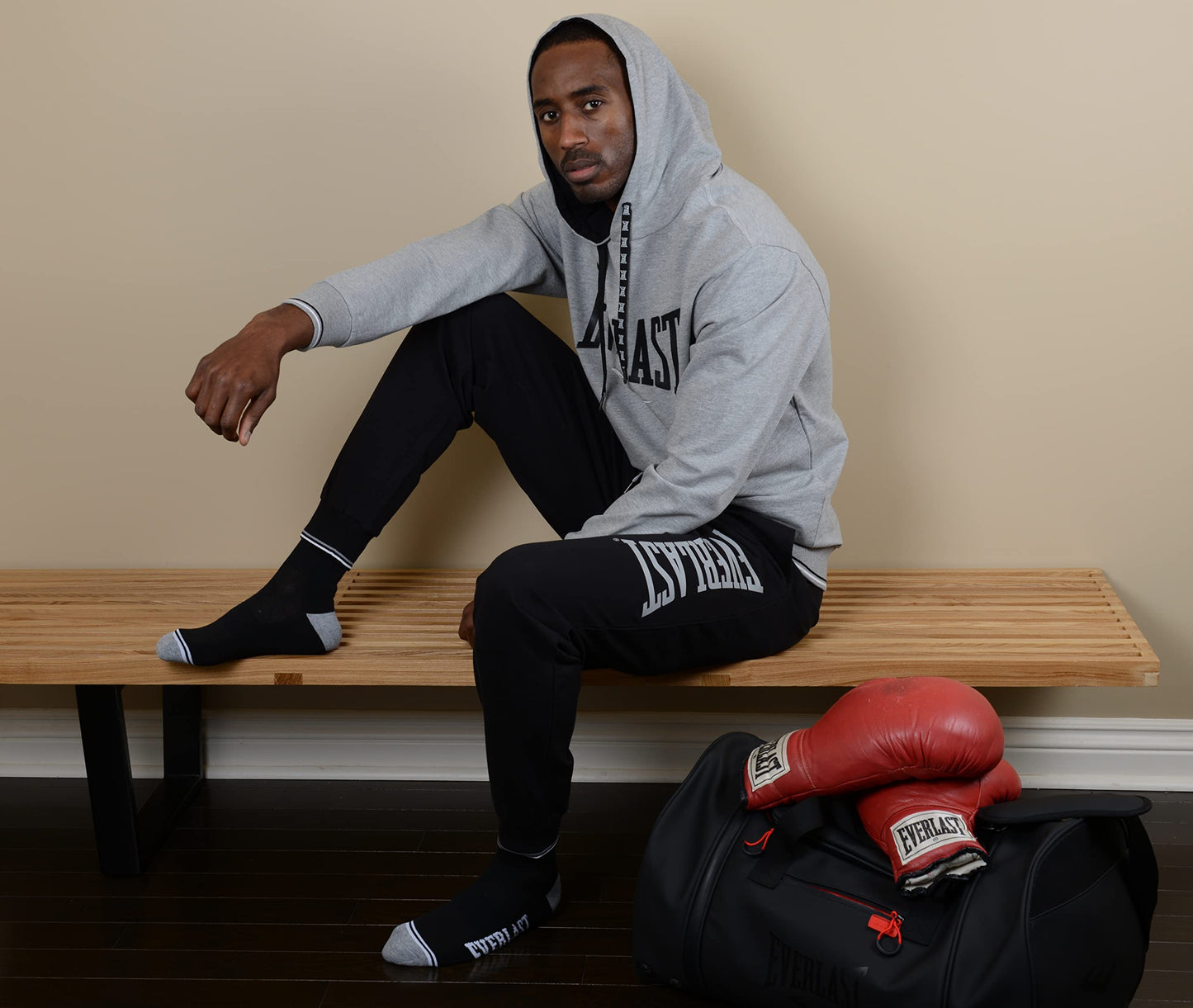 Everlast mens Everlast Men's Hoodie Sweatshirt Pajama Top, Black, Small US