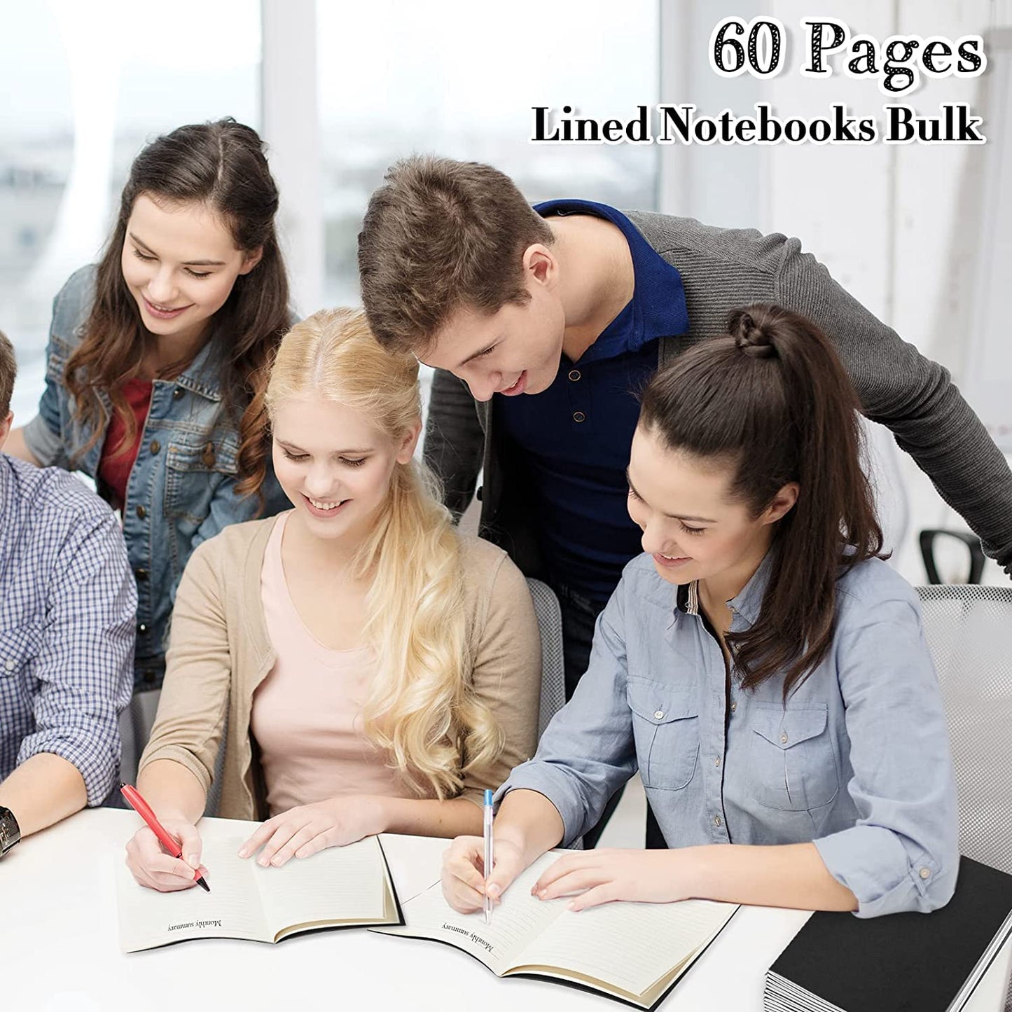 36 Pack A5 Kraft Paper Notebook Journals 5.5 Inch x 8.3 Inch Journal Softcover Line Notebooks Bulk for Kids Student Writing Sketch Travel Journal Office with 60 Pages 30 Sheets (Black,Brown)