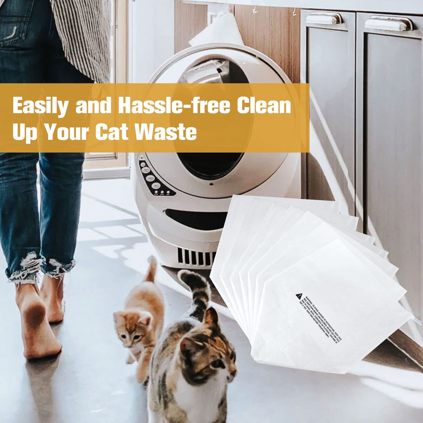Ligebul 100 Pack Waste Drawer Liners for Litter R-obot 3&4, Cat Litter Automatic robot Liner Bags Litter Box Liner Cat Litter Bags Liners Replacement, 9-11 Gallons