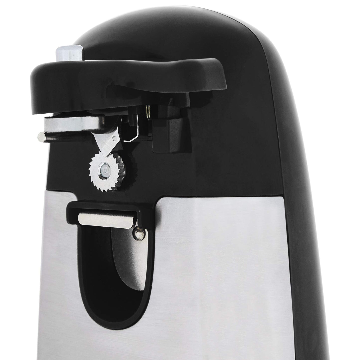 Amazon Basics Electric Can Openers for Kitchen, Powerful Stainless Steel Blade with Magnetic Lid Holder, Automatic, Countertop, Large, Black