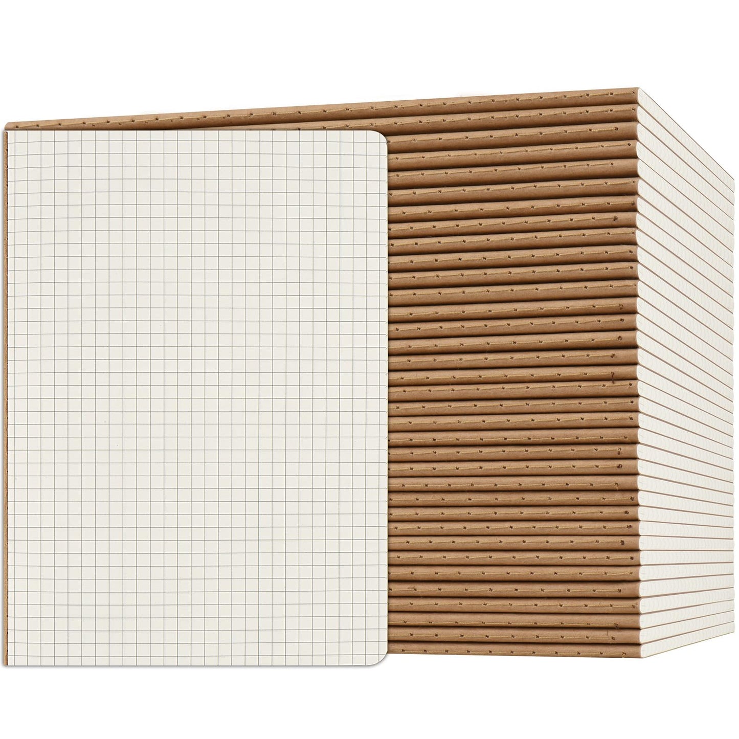 ZCZN A5 Square Grid Notebook 36 Pack, Kraft Jounurals Notebooks 60 Pages(30 Sheets), 8.15 * 5.5 Inches Notebooks Bulk, Diary, Subject, Memo Notebooks for Work, School, Office