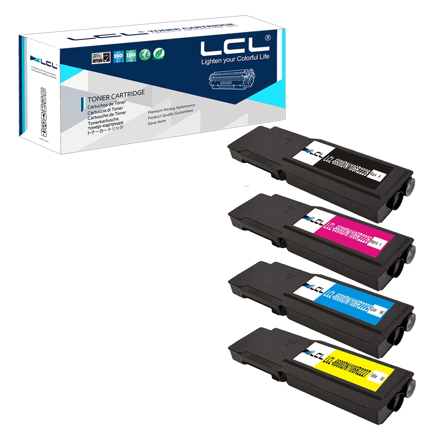 LCL Remanufactured Toner Cartridge for Xerox 6600DN 106R2228 106R2225 106R2226 106R2227 106R02228 (4-Pack, KCMY) for Xerox Phaser 6600 6600dn 6600n 6600ydn WorkCentre 6605 6605n 6605dn