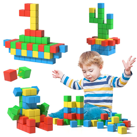 Magnetic Blocks, 28 Pieces 1.34 inch Large Magnetic Building Blocks, 3D Magnetic Cubes for Toddlers, Preschool Educational Construction Kit, Sensory Montessori Toys Kids Blocks for Boys Girls