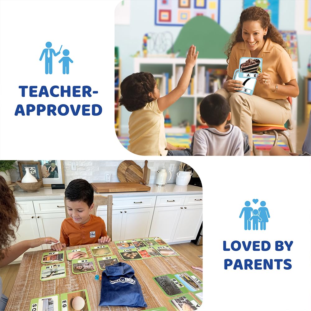 BenBen Spelling Games with 224 Flashcards, 2-4 Players, Learning Games for Kids Ages 4-8, Educational Autistic Toys for Kindergarten 1st 2nd 3rd Grade, Preschool Autism Classroom Must Haves