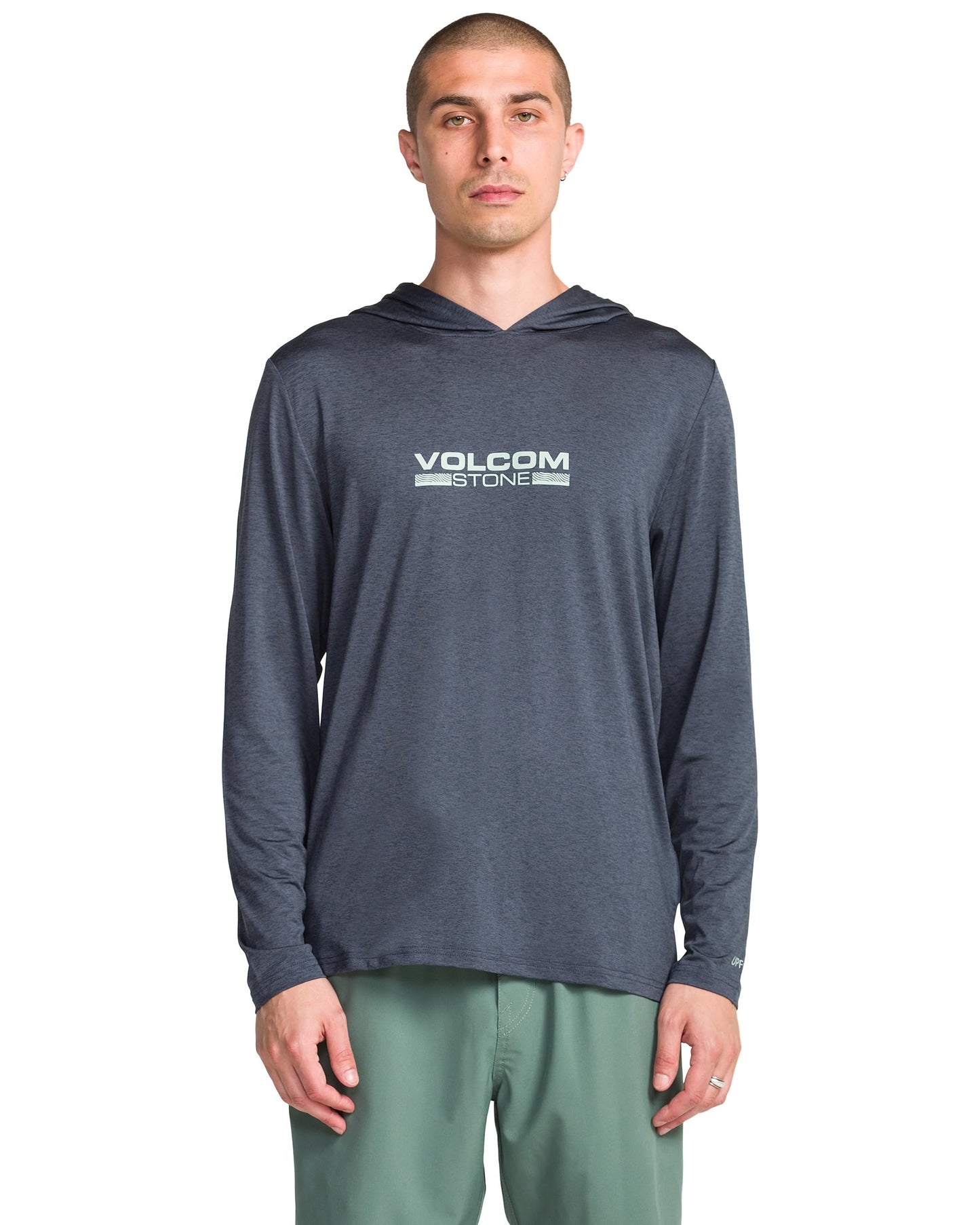 Volcom Men's Hooded Long Sleeve Lightweight Sun Shirt, Dark Slate, Large