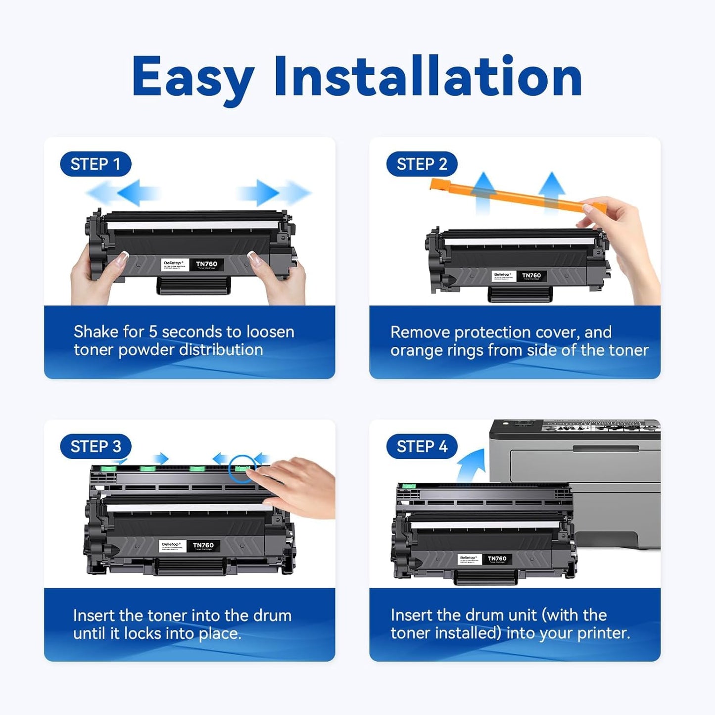 TN760 High Yield Toner Cartridges Replacement for TN 760 TN-760 TN730 Toner Compatible with MFC-2710DW HL-L2395DW DCP-L2550DW HL-L2370DW HL-L2690DW HL-L2390DW MFC-L2750DW Printers(4 Pack)