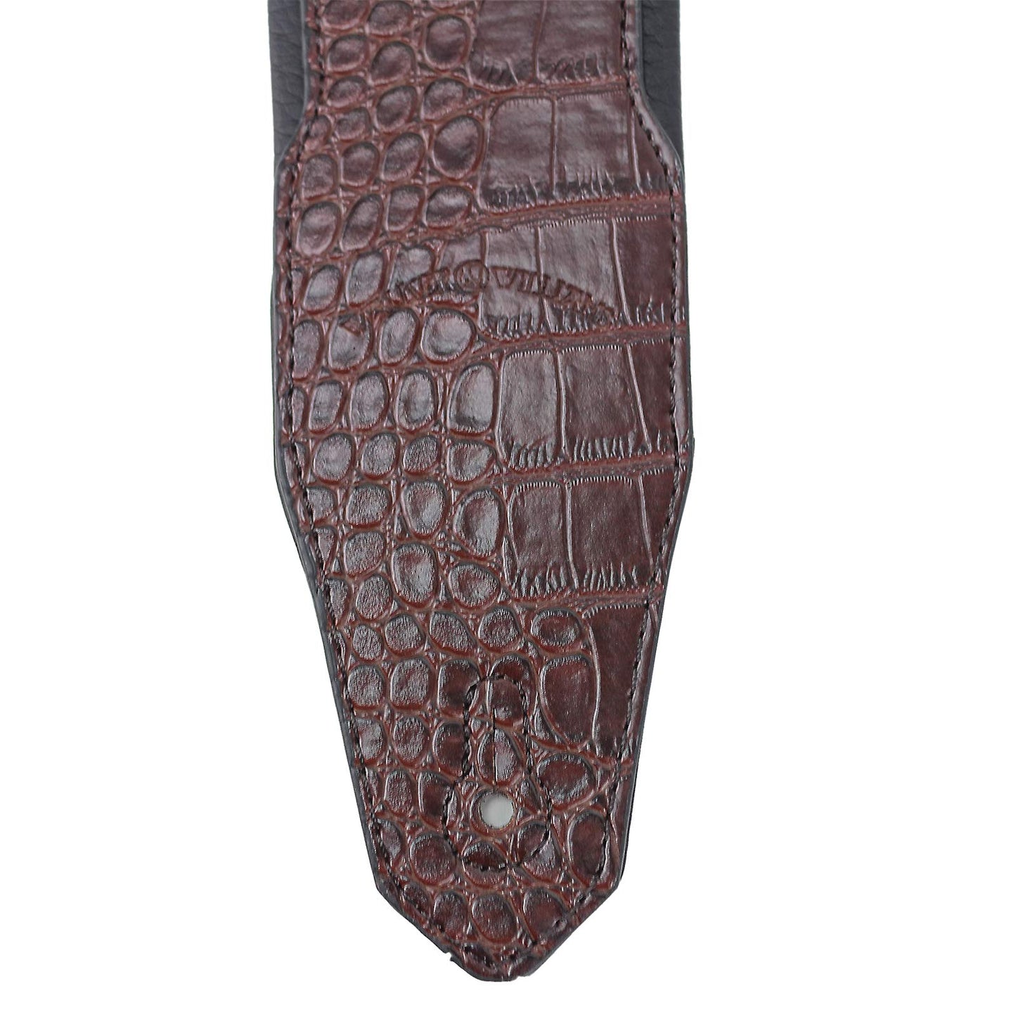 Walker & Williams F-12-C Cognac Brown 3" Wide Alligator Textured Padded Guitar Strap For Acoustic, Electric, And Bass Guitars, Brown With Black Backing, Regular