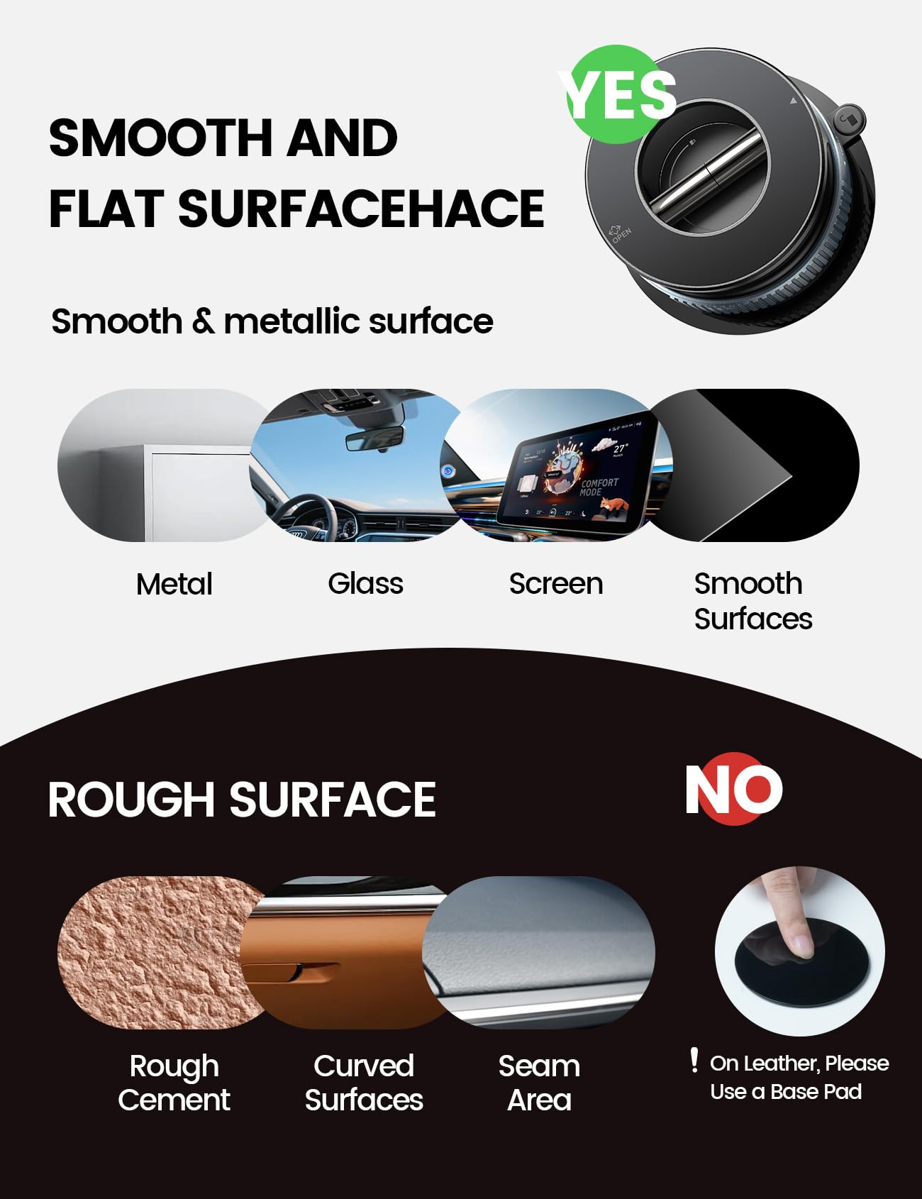 Lamicall for Magsafe Car Mount, [Bumpy Road Stable] Phone Mount for Car, 360° Adjustable Suction Cup Phone Mount Dashboard Windshield Vacuum Phone Holder in-Dash DVD & Video Receivers Gifts for Men