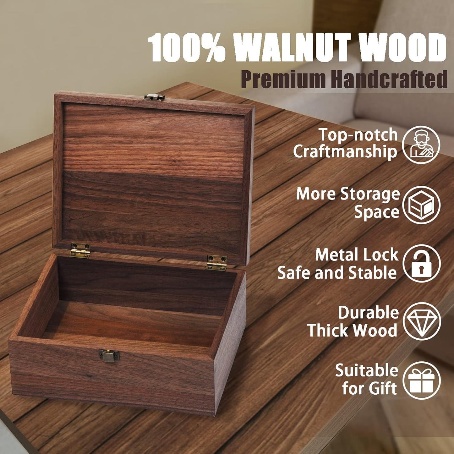 Wiaee Heart Laser Cut Wood Keepsake Box, Memory Box for Keepsakes Large, Wooden Storage Box with Hinged Lid Valentines Day Gifts for Him/Her, Anniversary, Wedding, Memory, Baby Shower Wooden box