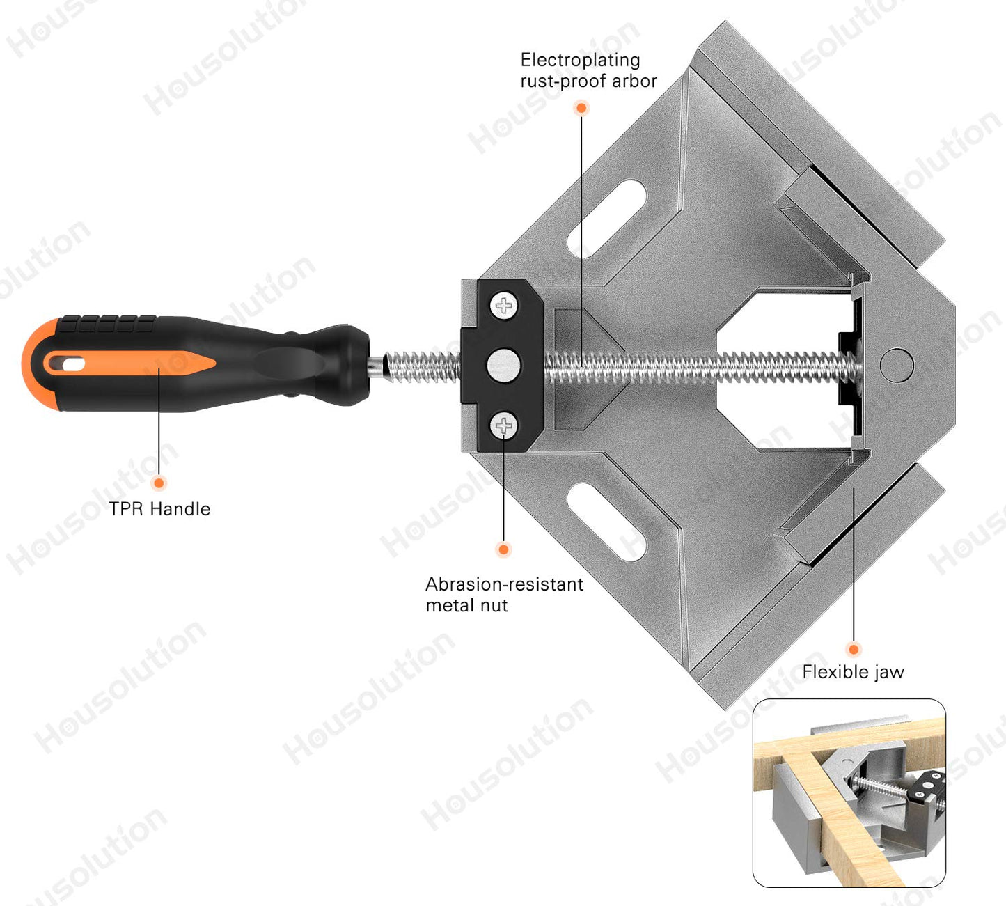 Housolution Right Angle Clamp, [2 Pack] Single Handle 90° Aluminum Alloy Corner Clamp, Right Angle Clip Clamp Tool Woodworking Photo Frame Vise Holder with Adjustable Swing Jaw - Silver Gray