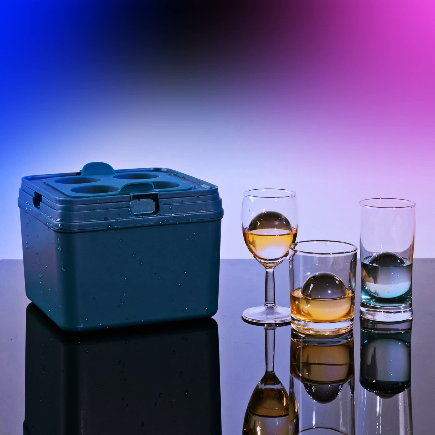 Clear Ice Ball Maker Tray - 2 Inch Ice Cube Maker Mold,4 Cavity Large Clear Ice Ball Silicone Tray, Crystal Clear Ice Sphere Maker Mold for Whiskey and Cocktail