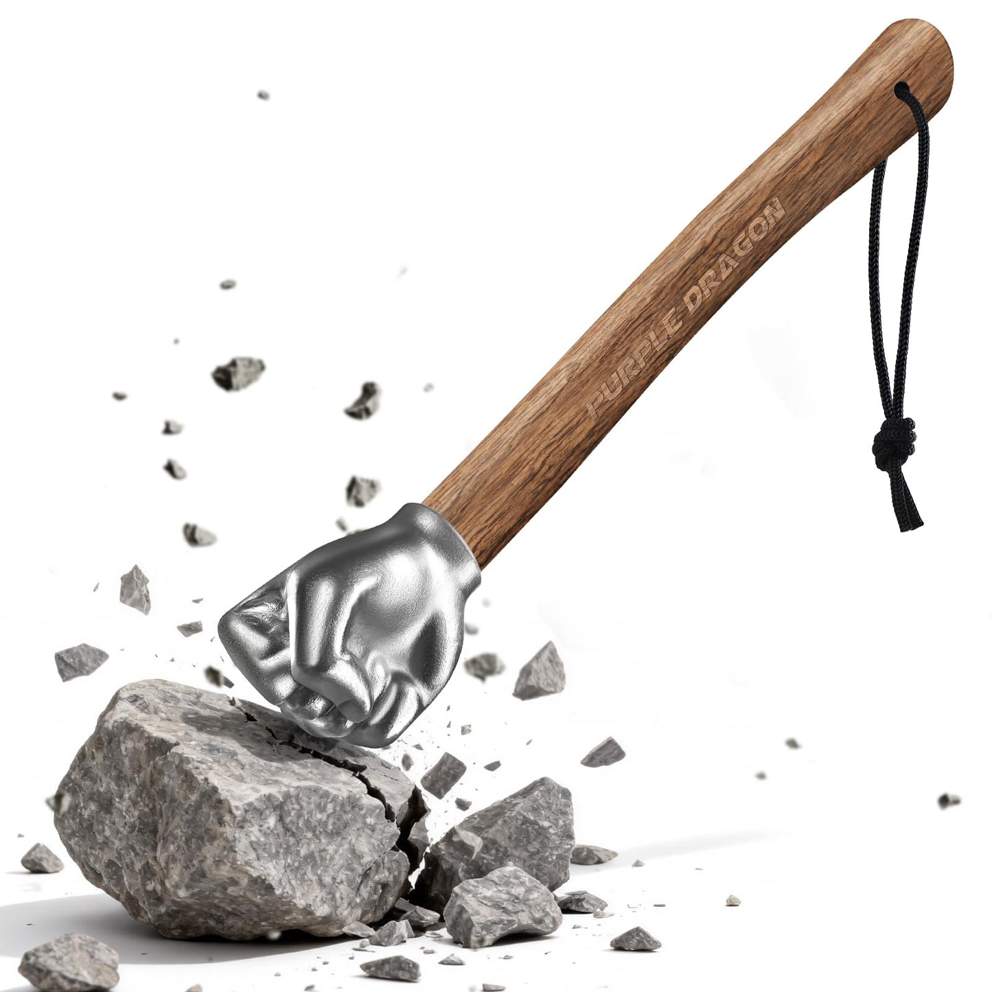 Purple Dragon Fist Hammer 2 lbs, Sledge Hammer Fist Shaped Stainless Steel, Ball Peen Hammers with Wooden Handle, Multi-Purpose Tool for DIY Crafting, Outdoor Camping, Home/Office Decor, Gifts for Men
