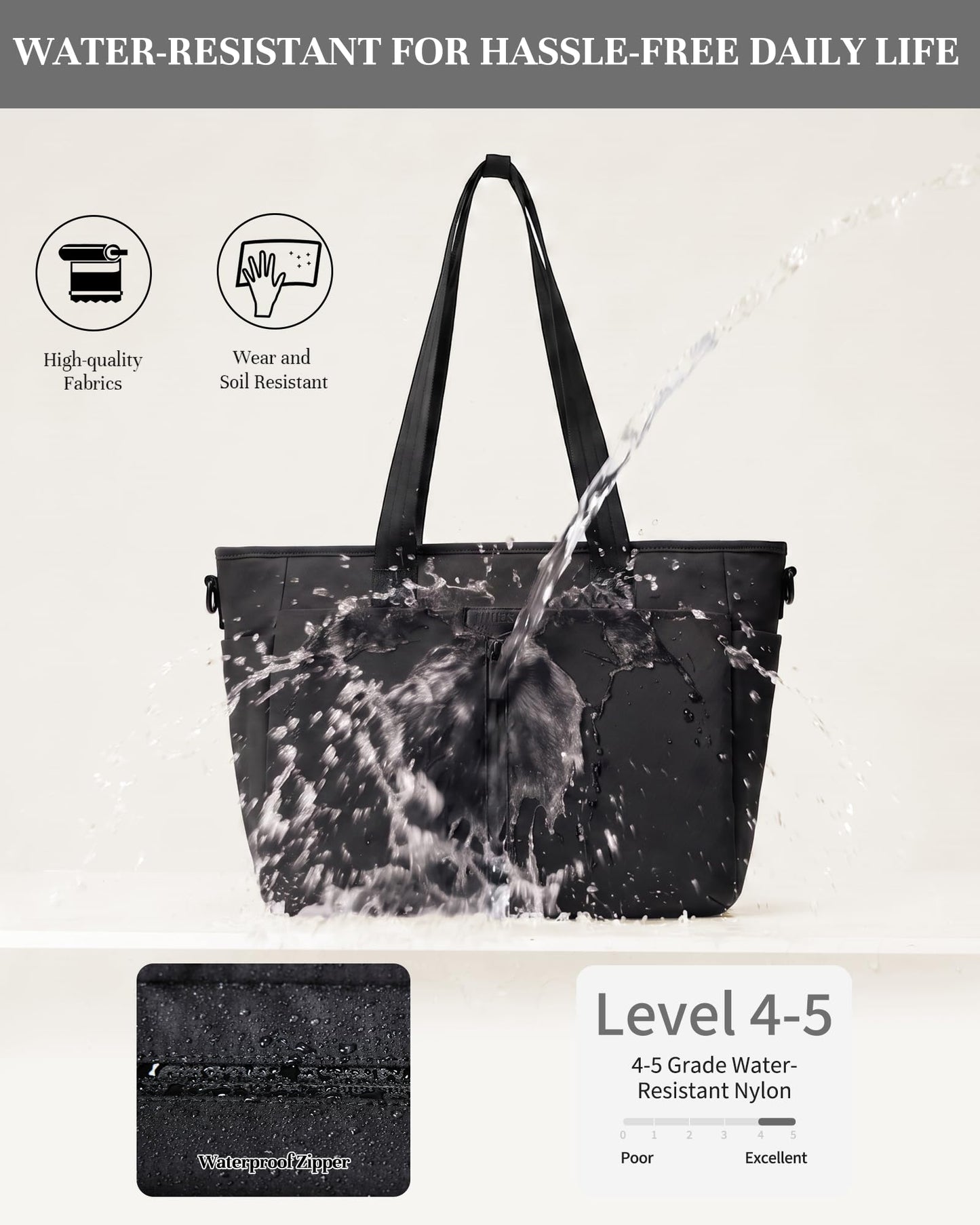 Timeet Laptop Tote Bag for Women, 17.3 Inch Laptop Bag Water Resistant Work Tote Purse with Multi Pockets and Laptop Compartment, 8 Sections 16 Pockets for Daily Office Casual Travel - Black