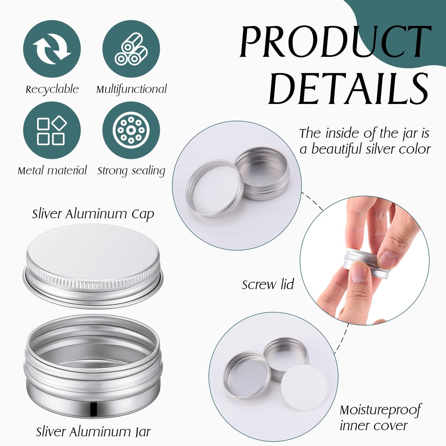 300 Pcs 0.5 oz Salve Tins with Lids Bulk Lip Balm Containers Round Metal Containers with Screw Top Lids Aluminum Silver Tin Cans for DIY Salve Candle