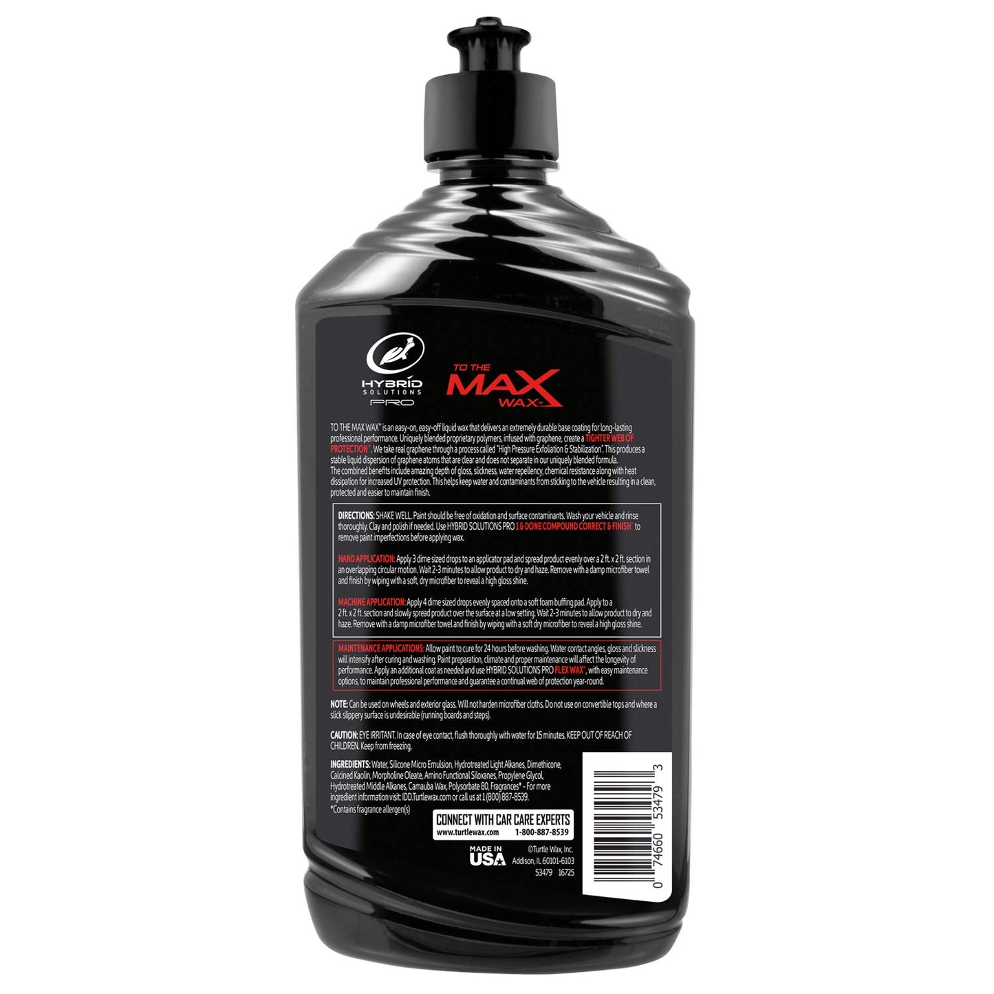 Turtle Wax 53479 Hybrid Solutions Pro to The Max Wax Graphene Liquid Wax, Patent-Pending Advanced Paint Protection, Extreme Gloss High Shine Finish, for Cars Trucks and More, 14 oz. (Pack of 1)