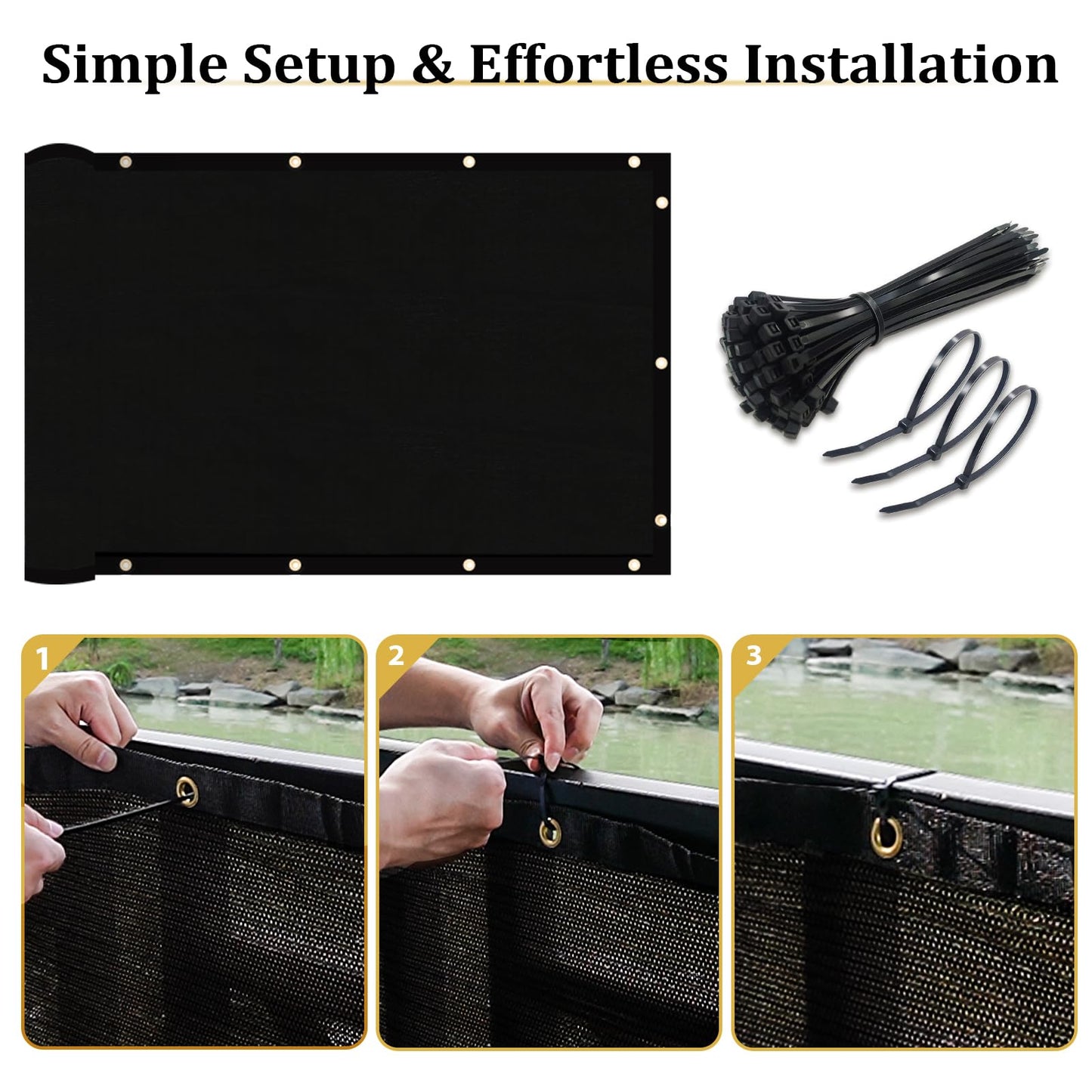 Shade&Beyond 6' X 25' Fence Privacy Screen Heavy Duty 170 GSM Fencing Mesh Shade Net Cover for Wall Garden Yard Backyard Indoor Outdoor Decoration, Black