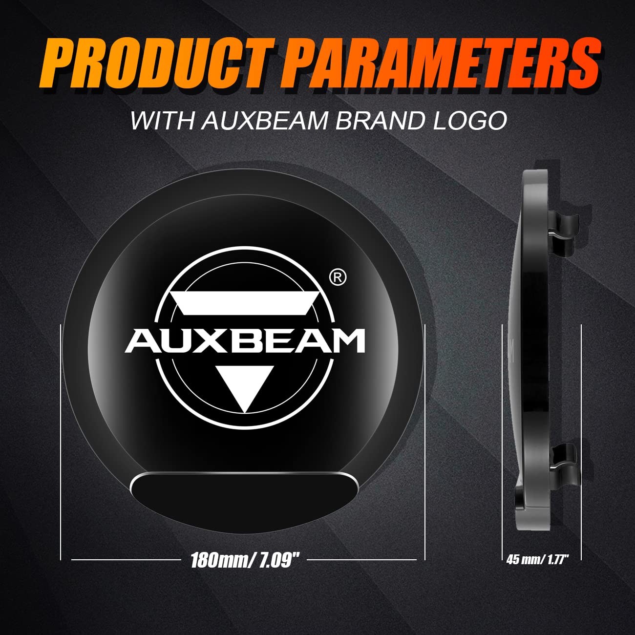 Round Offroad Light Covers, Auxbeam 7 Inch Black Lens Protective Cover with Logo Light Bar Protection Masks for 7" Round Driving Light Pods Bumper Work Light for Truck 4x4 Jeep Ford Car 1Pair/2Pcs
