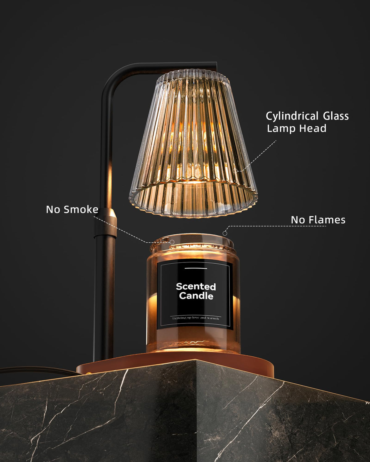 Candle Warmer Lamp with Timer & Dimmer Compatible with Yankee Candles, Adjustable Height Candle Warmer for Jar Candles, Wax Melt Lamp with 2 Bulbs,Glass,Home Decor & Gifts