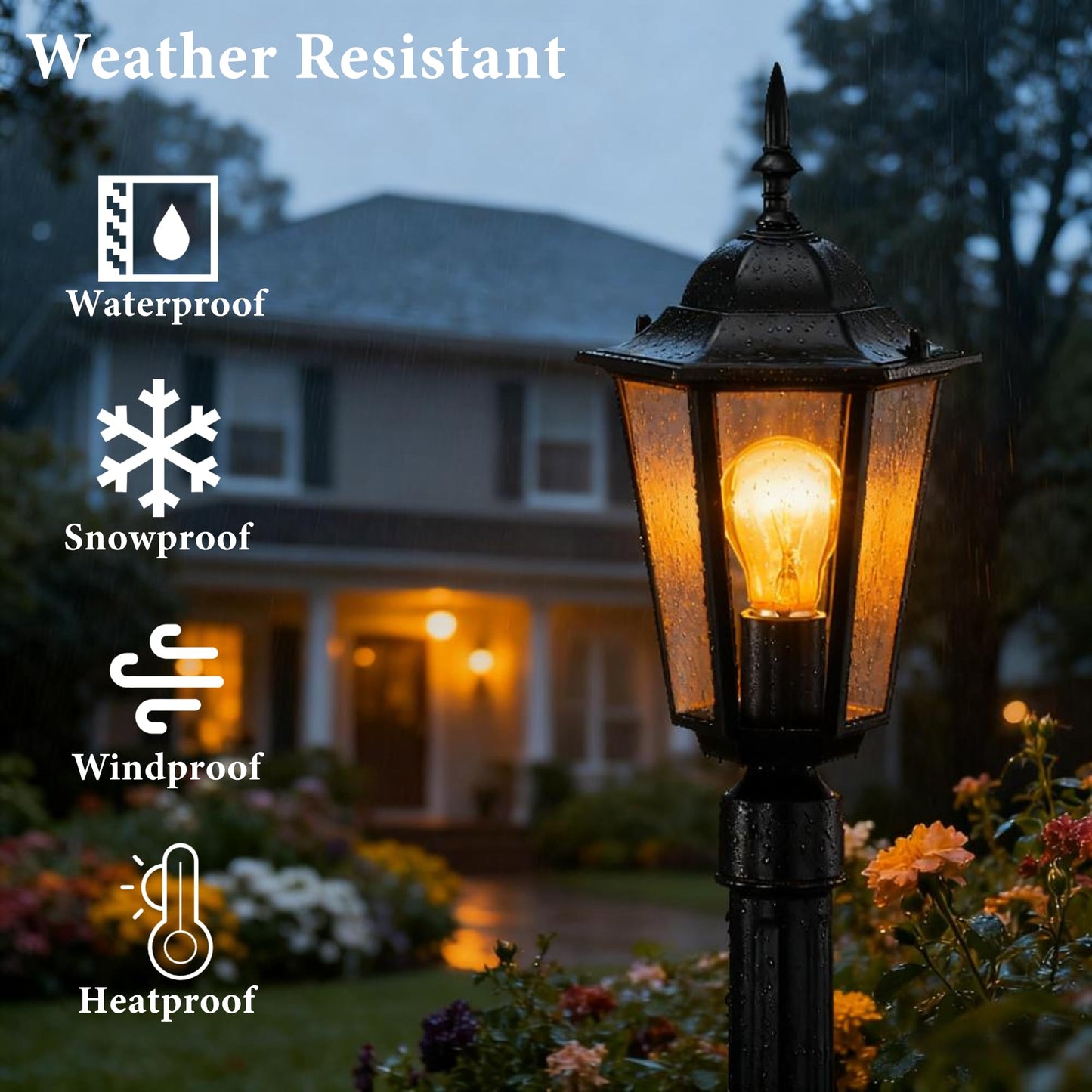 42" Outdoor Post Light Fixture, Hardwired Black Surface Mount Lamp Post Light with Clear Glass, Adjustable Height Aluminum Outdoor Pole Light, E26 Post Lantern for Yard, Garden, Driveway, Patio