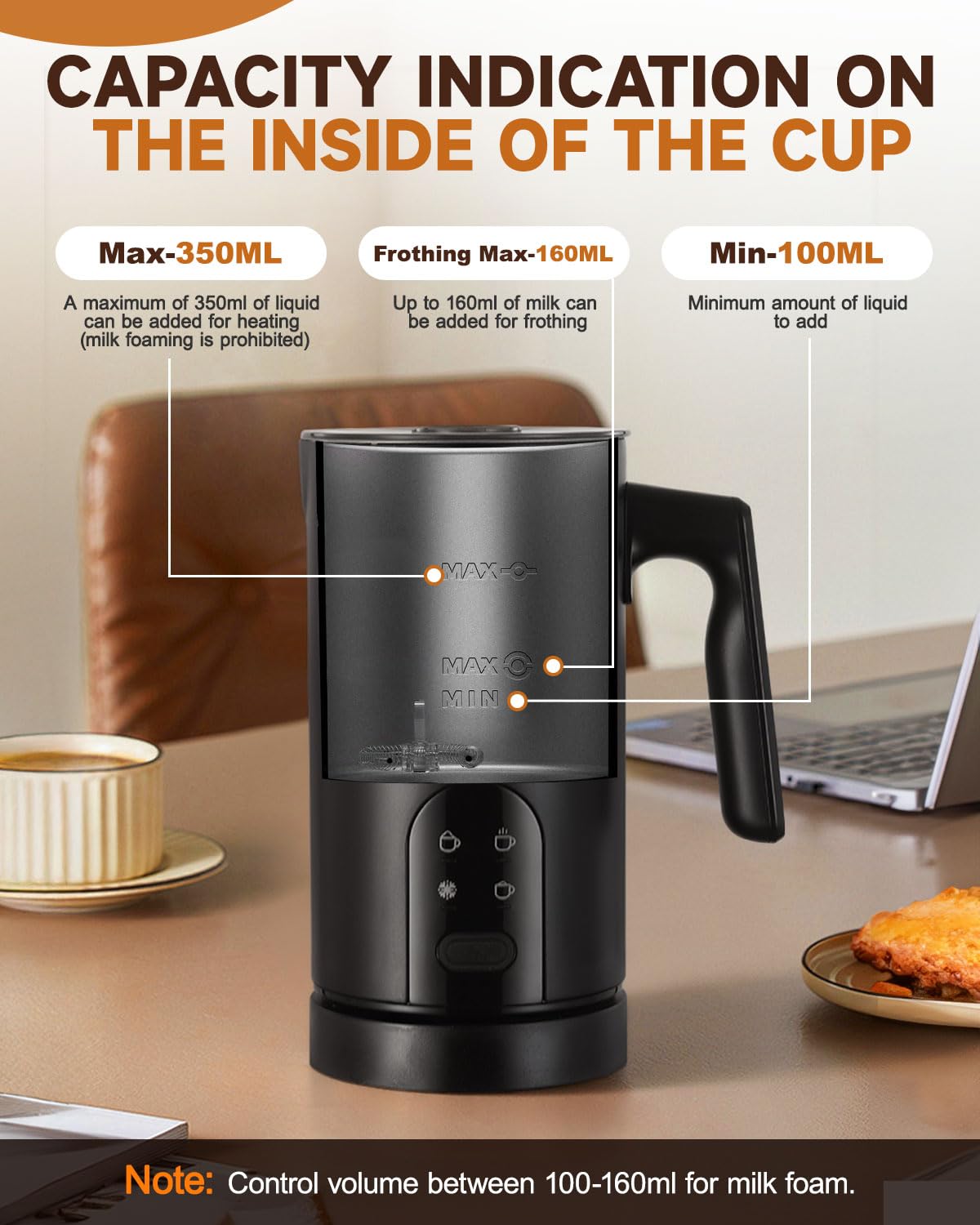 Electric Milk Frother, 4-in-1 Magnetic Milk Steamer and Hot/Cold Foam Maker, 11.8oz/350ml Automatic Milk Warmer for Coffee, Latte, Cappuccino, Macchiato, Hot Chocolate, Silent Operation