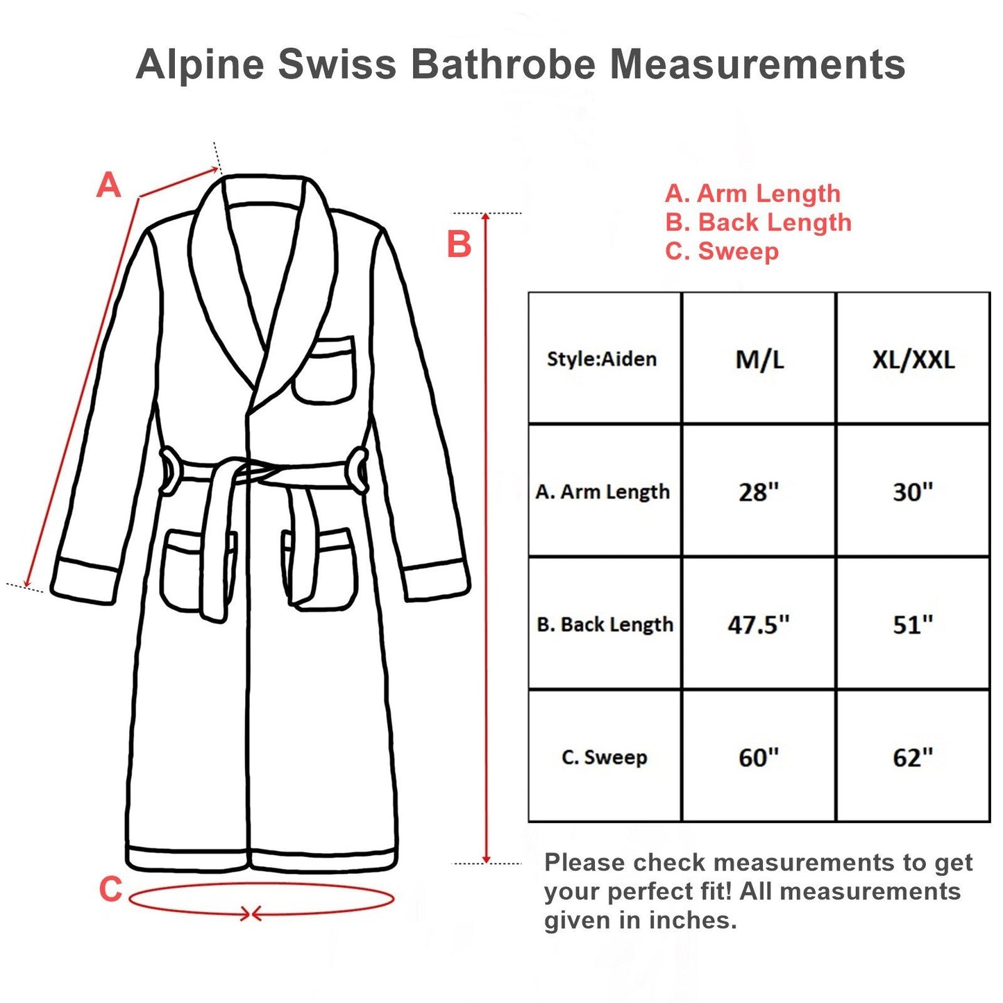 Alpine Swiss Pure Cotton Mens Terry Cloth Bathrobe Super Absorbent Spa Robe BLK XLXXL