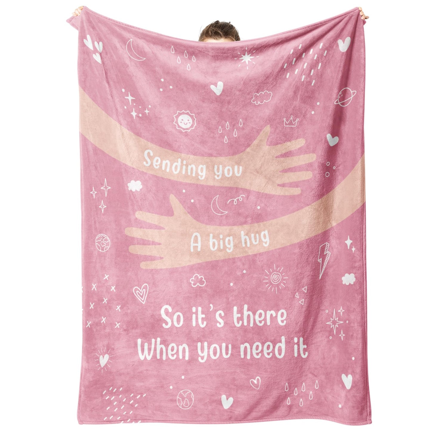 Afterprints Get Well Soon Gifts for Women, Hug/Healing Blanket, Thinking of You/Breast Cancer/Sympathy/After Surgery Gifts for Friends, Sister, Coworkers, Soft Throw Blankets 50'' x 60''
