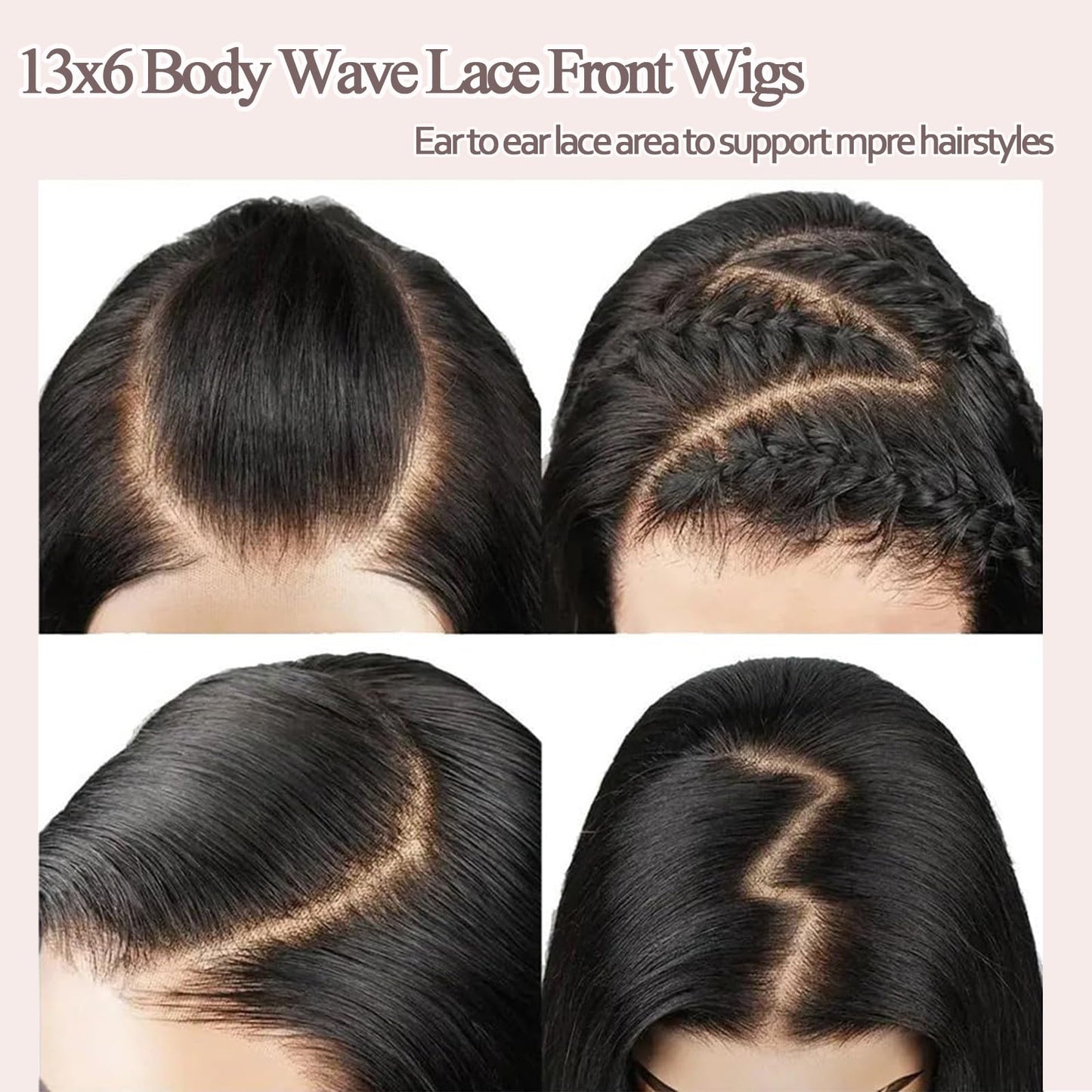 13x6 HD Lace Frontal Wig Human Hair Body Wave 180% Density Lace Front Wigs Human Hair Perruque Femme Humain Naturel 20 Inches Natural Black