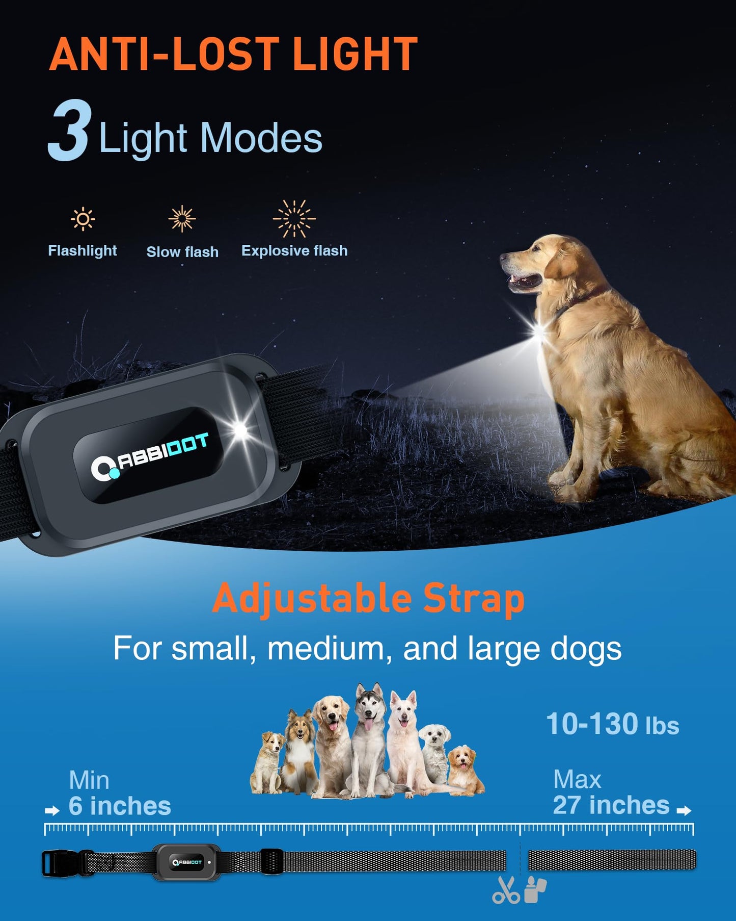 ABBIDOT Shock Collar - 4500ft Dog Training Collar, 4 Customized Modes with 178 Levels, E-clicker, Night Light, Waterproof Rechargeable E Collar for Small Medium Large Dogs