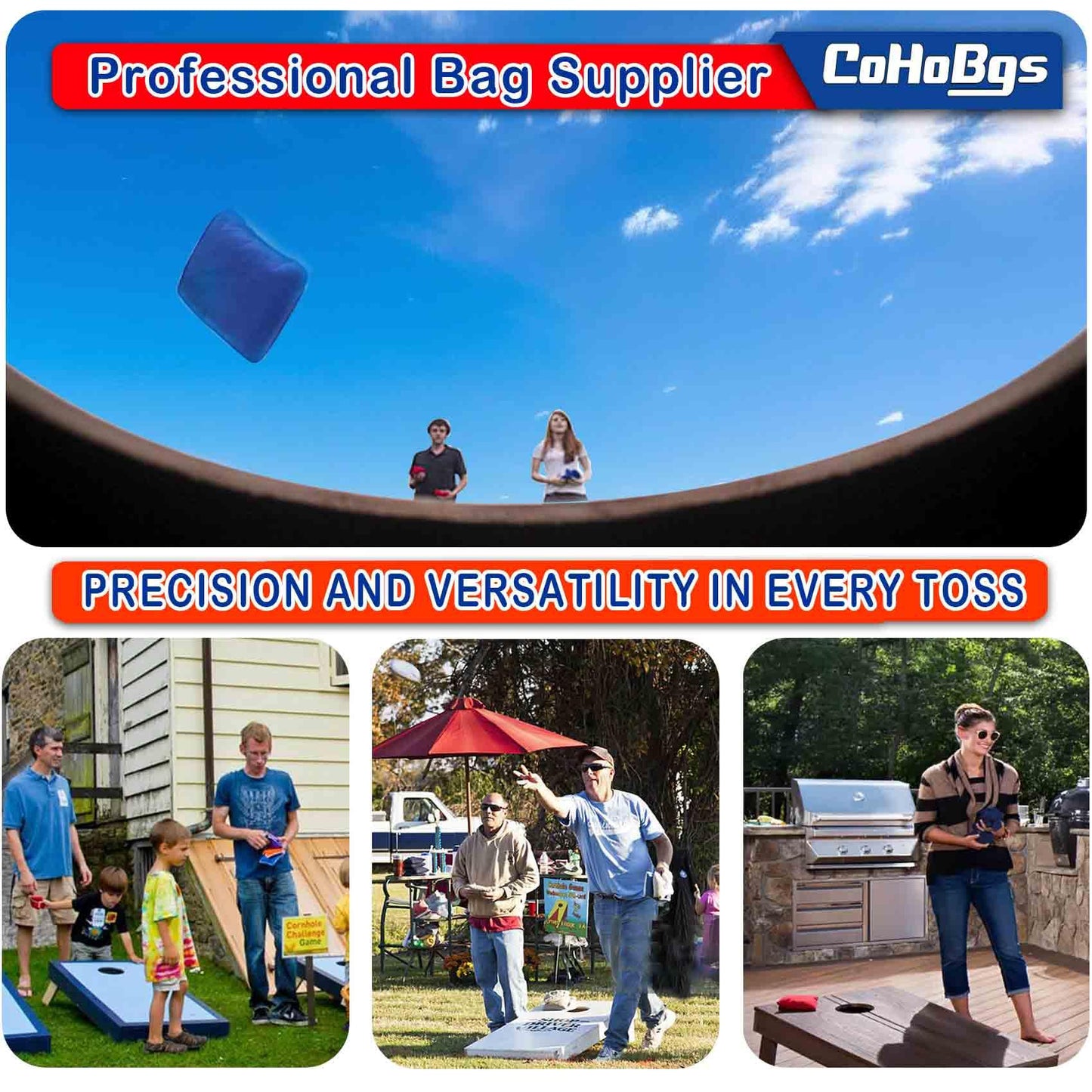 CoHoBgs Dual Sided Cornhole Bags, Professional Regulation Corn Hole Bags Set of 8, All Weather Cornhole Corn Hole Bean Bags Includes Carry Case