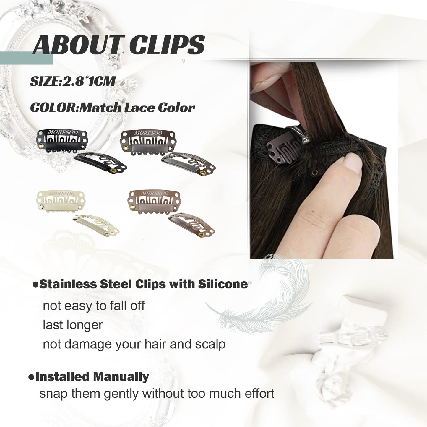 Moresoo Clip in Hair Extensions Human Hair Ombre Dark Brown to Dark Ash Blonde with Golden Blonde Balayage Hair Extensions for Women Clip in Human Hair Double Weft Clip in Extensions 18Inch 7Pcs 120G