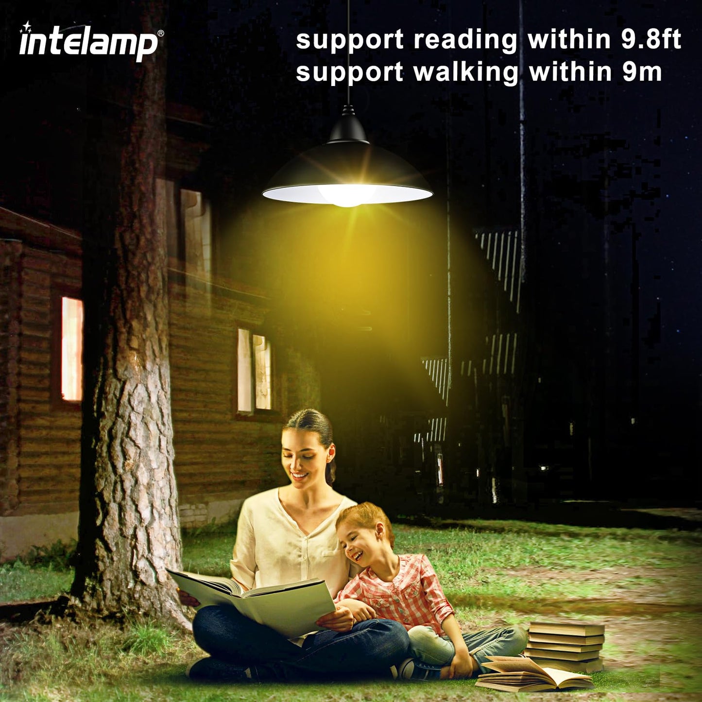 intelamp Solar Pendant Lights, Solar Shed Lights by Remote Control Solar Powered Indoor & Outdoor Lights Hanging Lights，Solar Powered Gazebo Lights Outdoor，for Storage Room Home Yard Porch Balcony