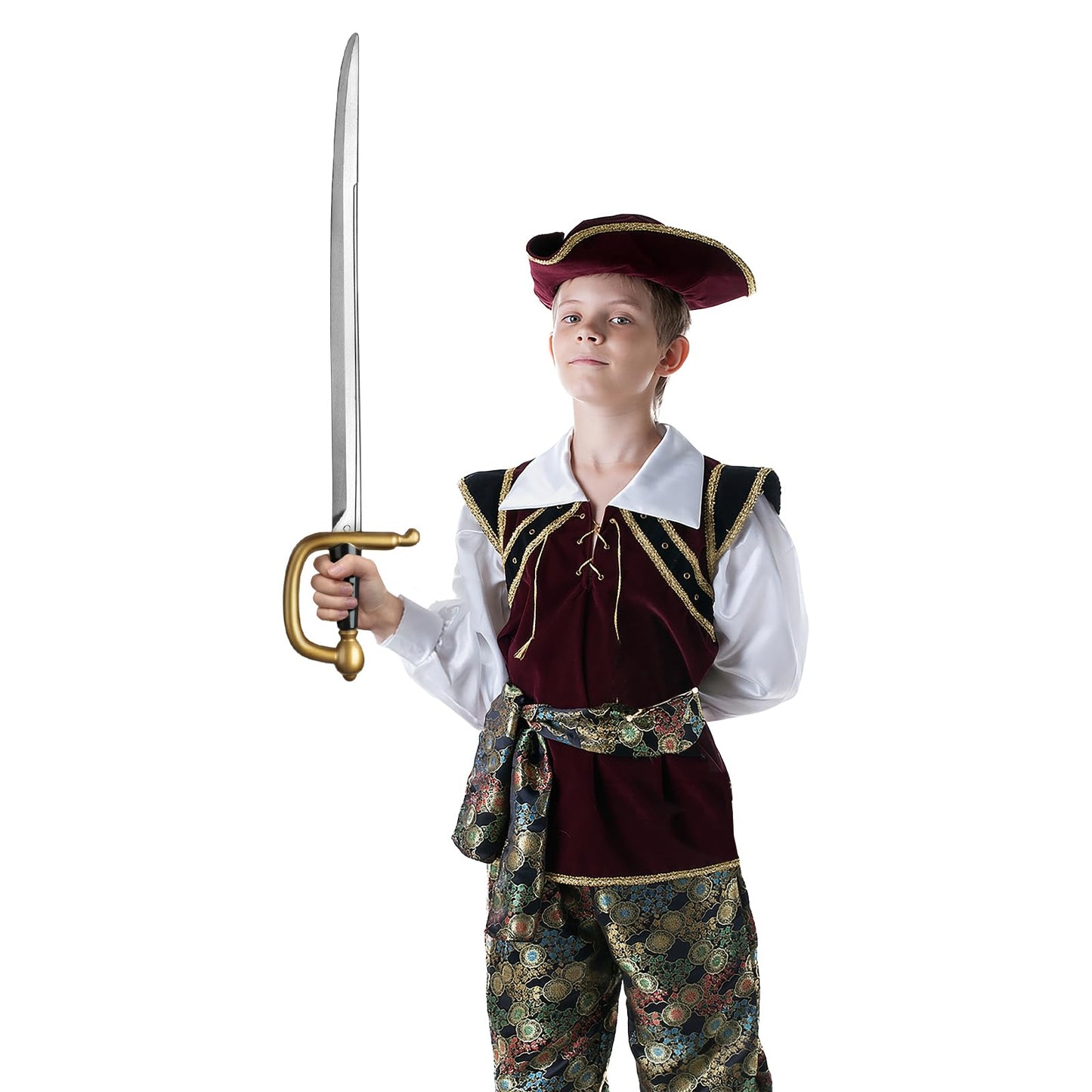 2pcs Pirate Cutlass Swords,31.5" Plastics Toy Sword,Medieval Pirate Costume Accessory for Halloween Cosplay LARP,Props