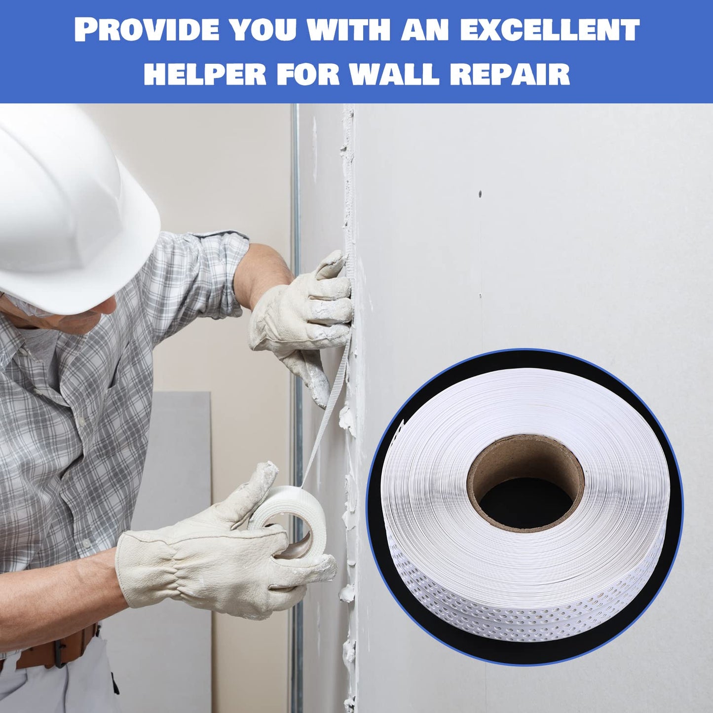 Drywall Joint Tape 2" x 132' PVC Multipurpose Self Adhesive Joint Tape Drywall Corner Line Wall Crack Self Adhesive and Patch for Inside and Outside Corner Bead, Ceiling Wall Crack Filling