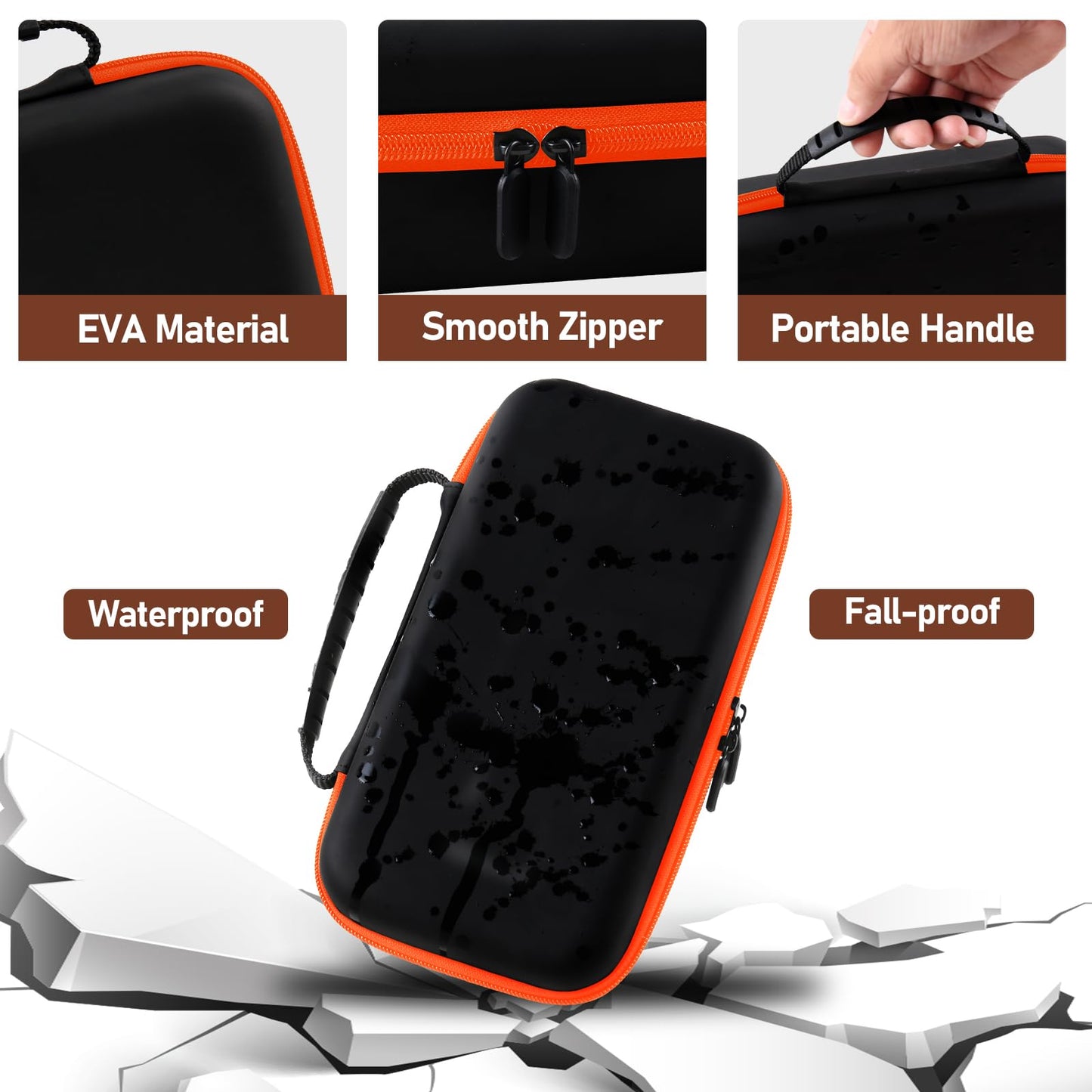 MAILADA Wireless Microphone Case For JBL Wireless Two Microphone System Handheld Dual Mic Travel Bag for Singing or Karaoke for Receivers, Adapters, AA Batteries-Black(Box Only-Orange)