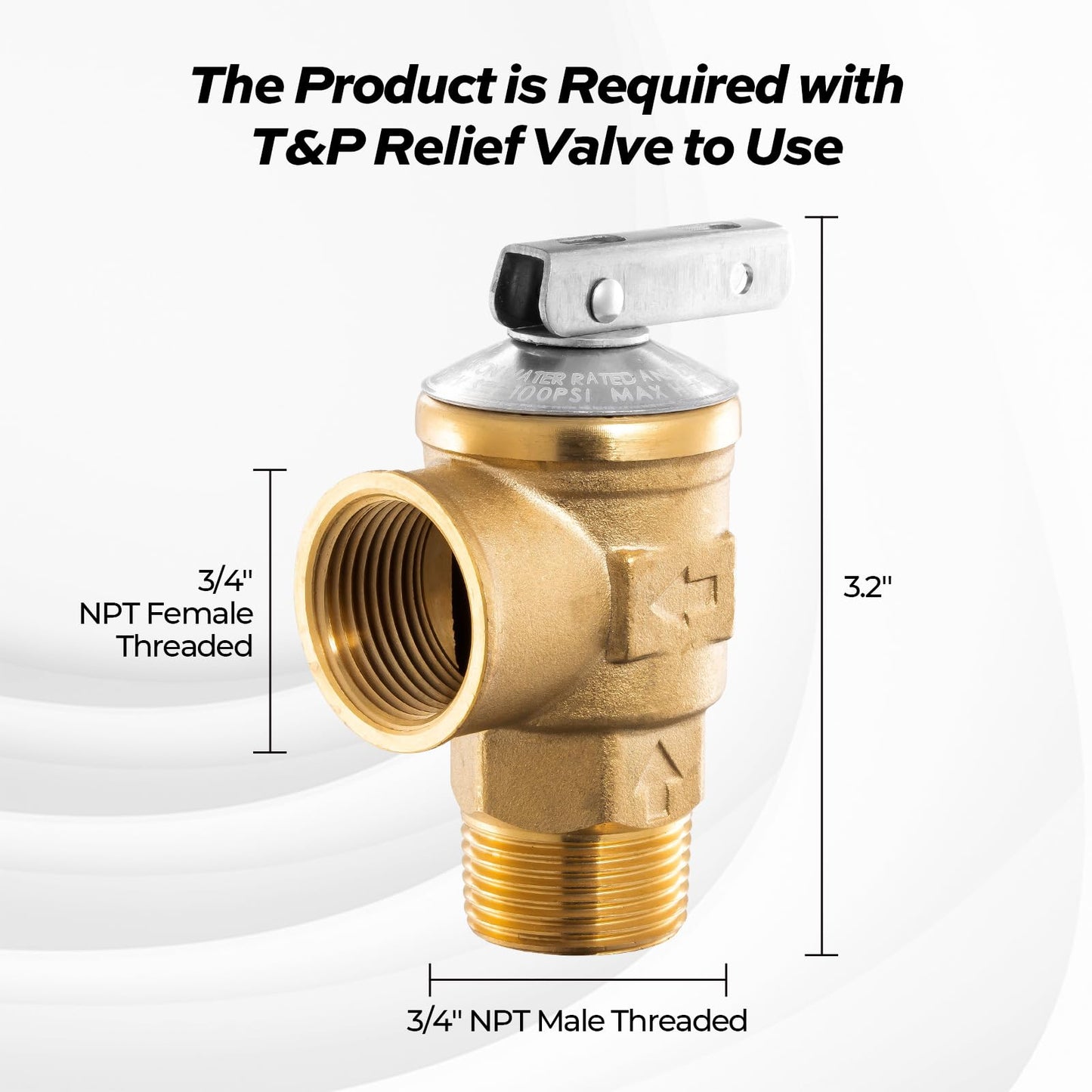 FOGATTI 3/4 Inch IPS Isolator Tankless Water Heater Industry Leading Service Valve Kit, with 150 PSI Pressure Relief Valve