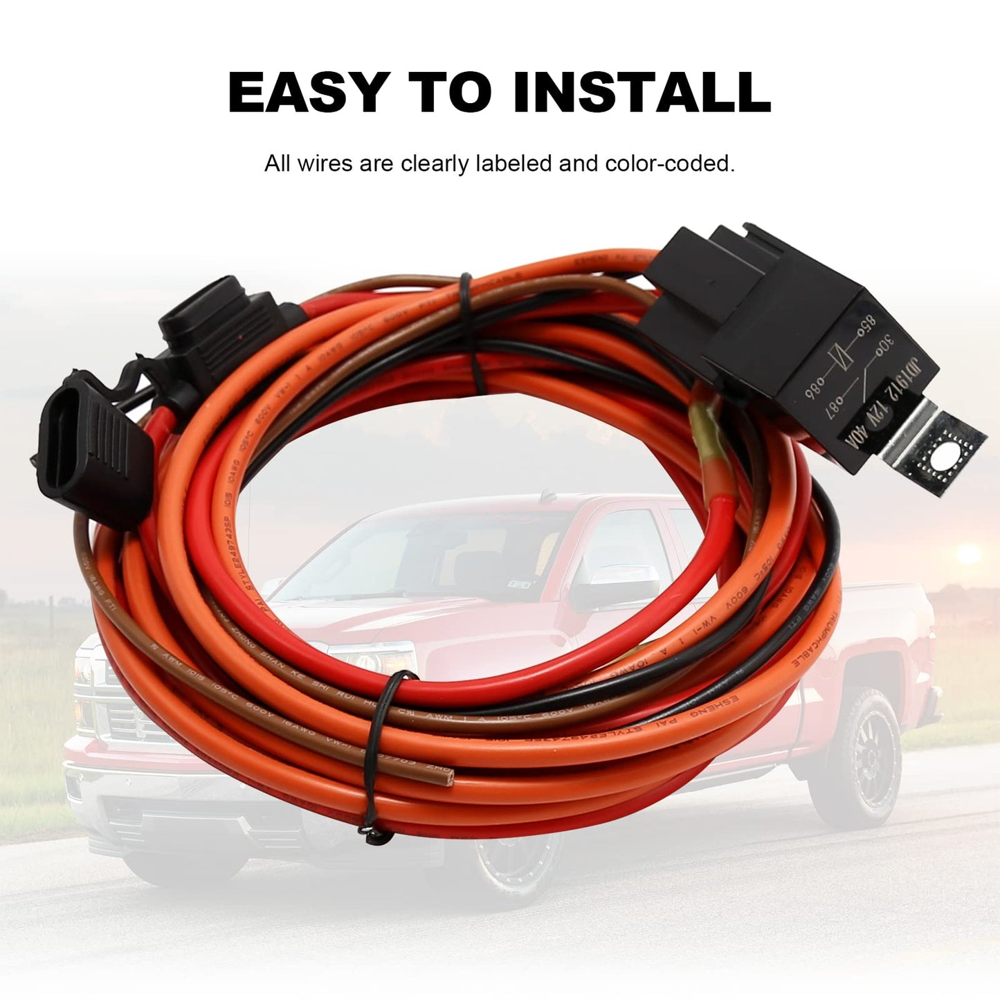 DUZFOREI Electric Fuel Pump Relay Kit Fuel Pump Wiring Harness 40 AMP Heavy Duty Long Wires Fit for 12V System P/N 30247