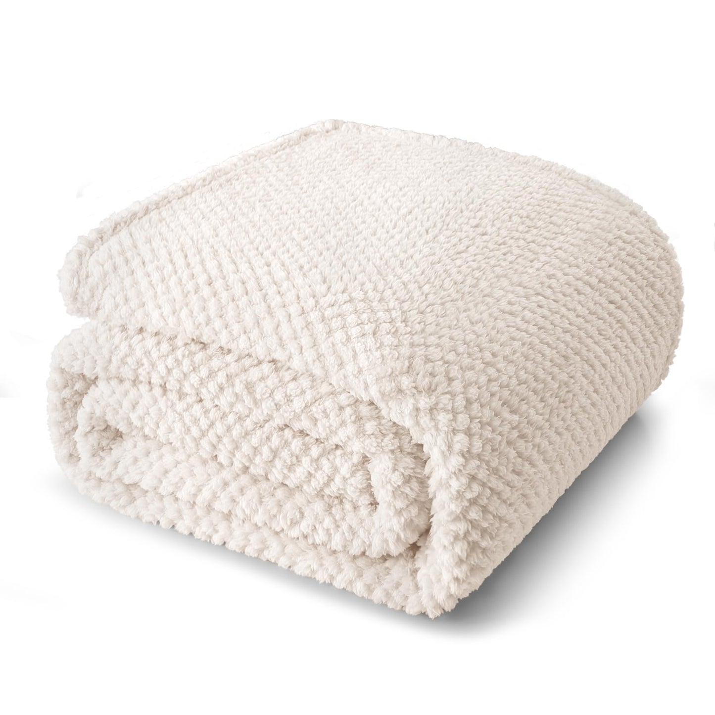 Whale Flotilla King Size Fuzzy Fleece Blanket for Bed, 90x104 Inch Fluffy Warm Soft Jacquard Blankets for All Season, Lightweight and Cozy, Ivory