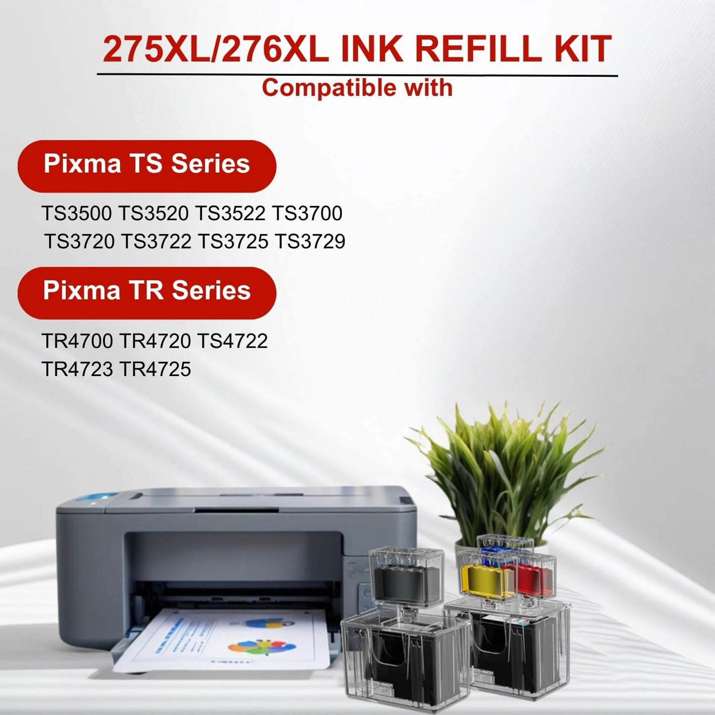 275XL 276XL Ink Refill Kit for Canon 276XL 275XL Ink Cartridges for Canon PIXMA TS3720 Ink TR4720 TR4725 TS3722 TR4700 TS3522 TS3500 TS3520 TS3700, 9 Pack (3BK/2C/2M/2Y)