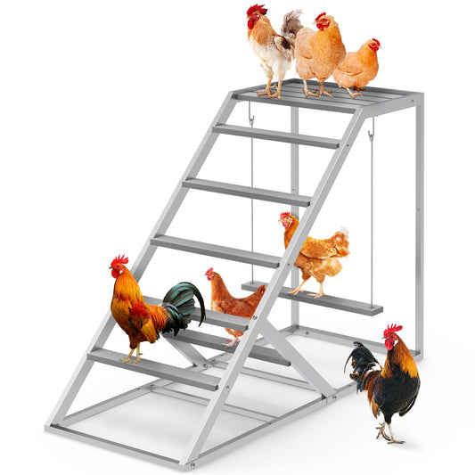 Chicken Coop Perches with Swing, Roosting Bars, Chicken Run Accessories Toy, Wooden Ladder for Pet's Healthy & Happy, Sturdy and Easy to Clean, Suitable for Backyard Farm (Half Sides)