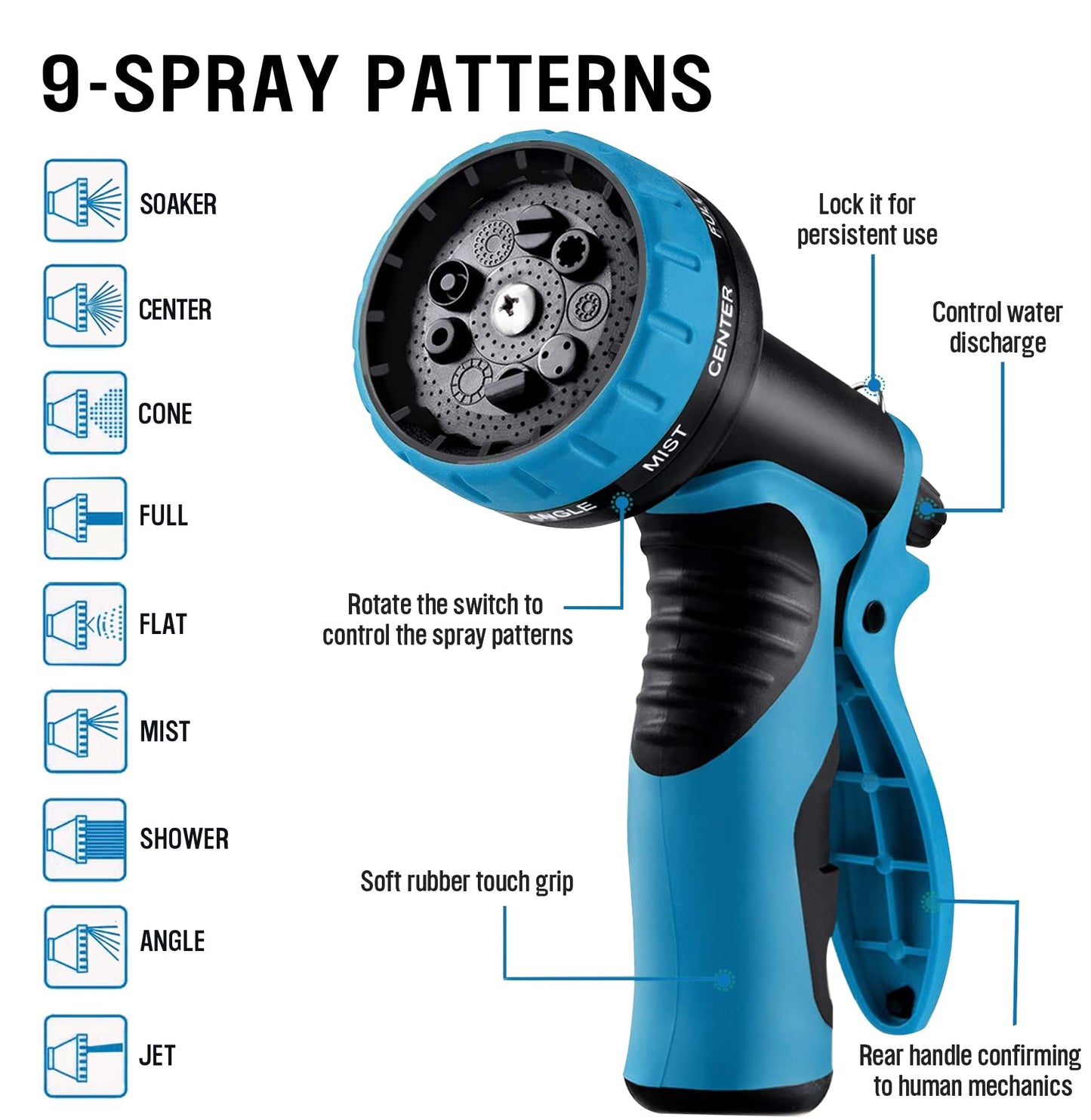 HBlife Expandable Garden Hose 100FT, Flexible Lightweight Water Hose with 10 Function Nozzle Sprayer Expanding Durable Hose with 3/4 Inch Fittings No-Kink, Black & Blue